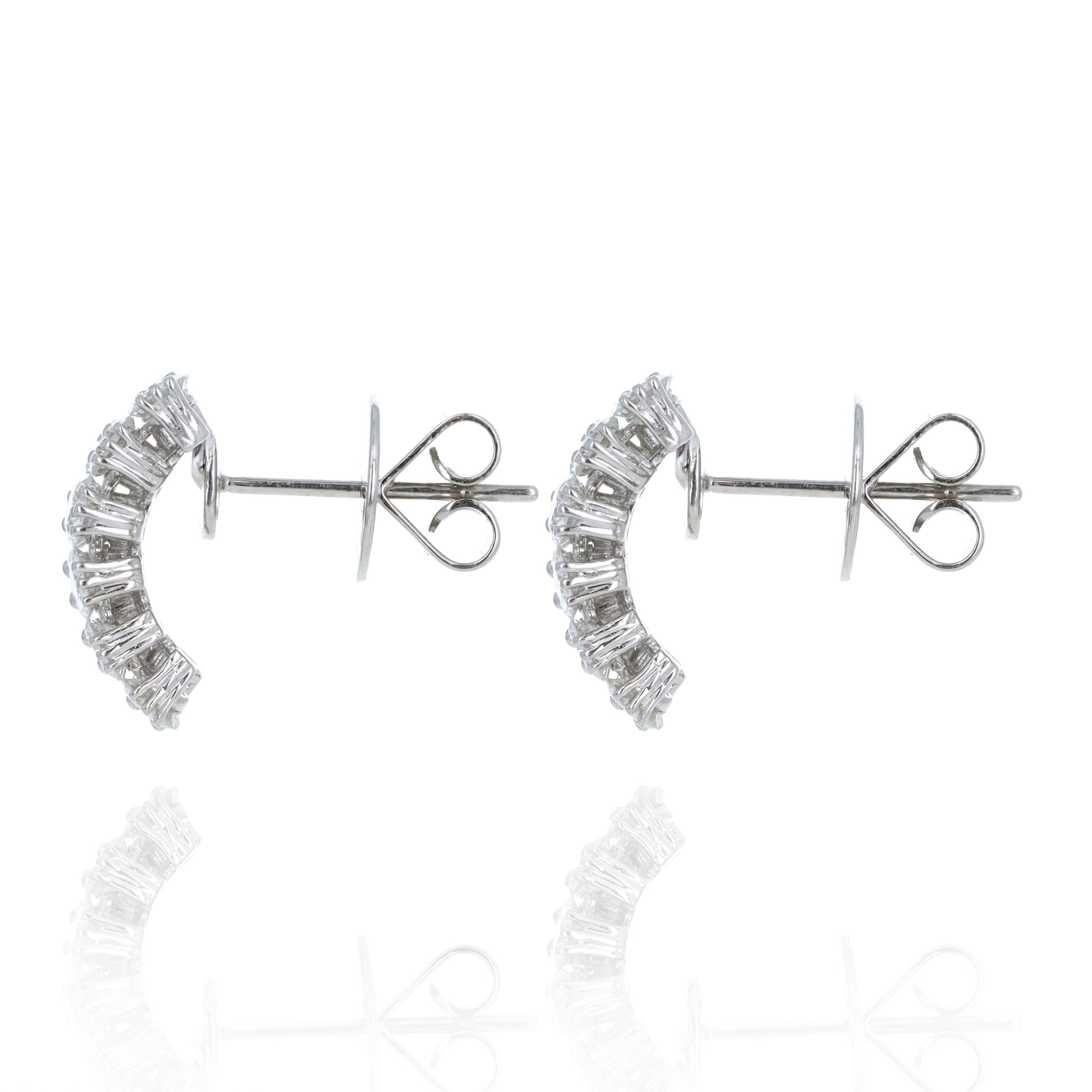 14K White Gold 2.70 Carat Diamond Pave Earrings - Queen May
