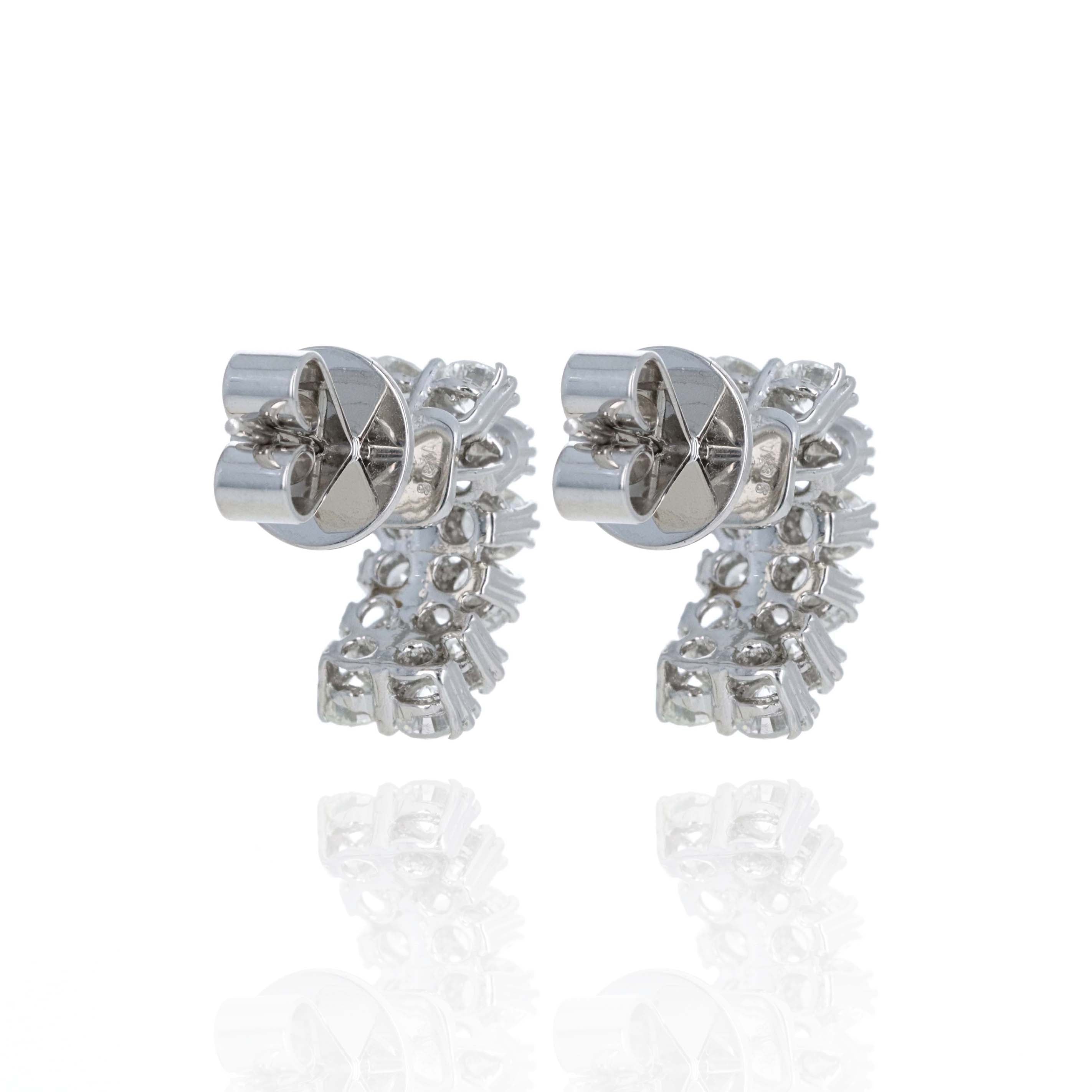 14K White Gold 2.70 Carat Diamond Pave Earrings - Queen May