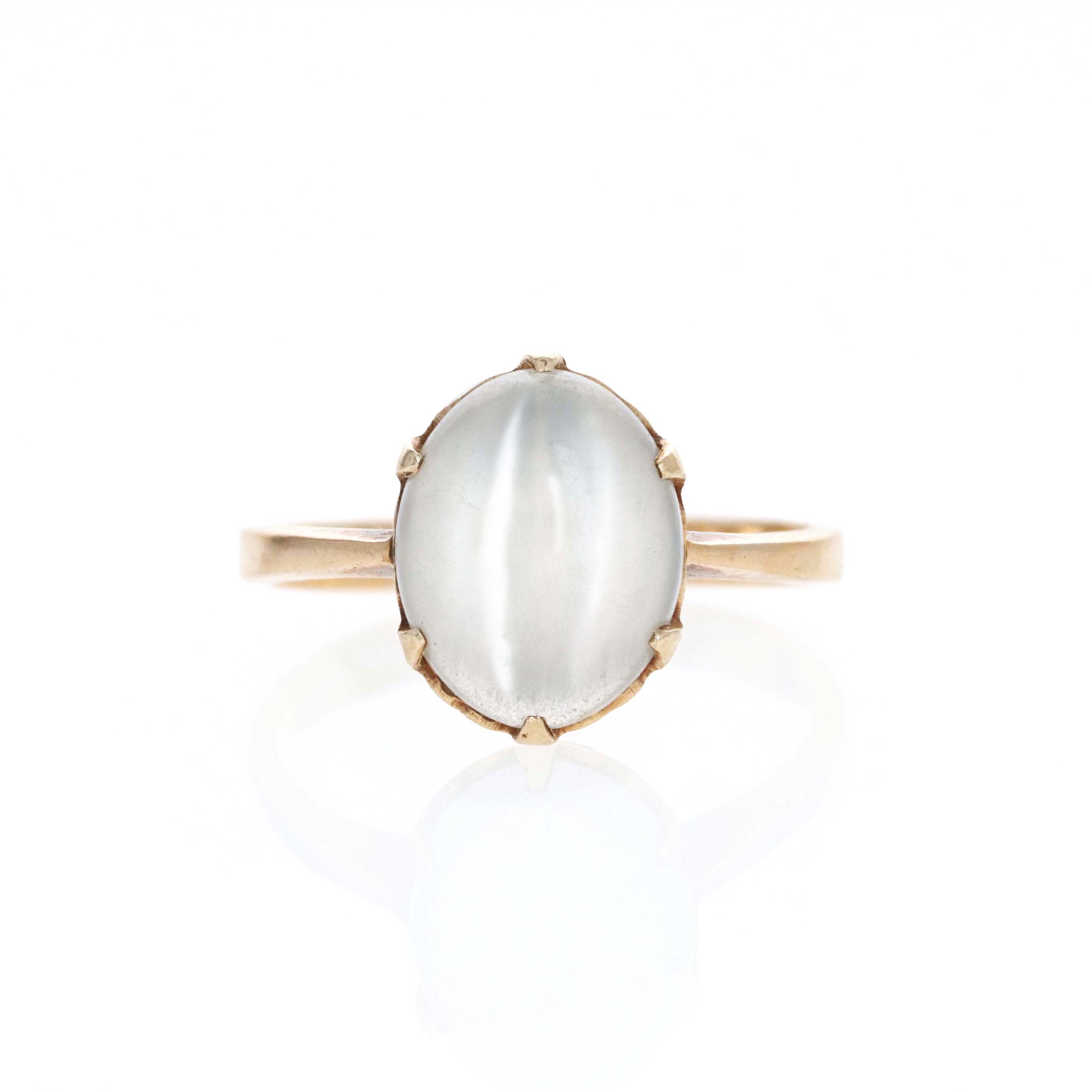 Victorian 14K Yellow Gold 3 Carat Moonstone Ring - Queen May