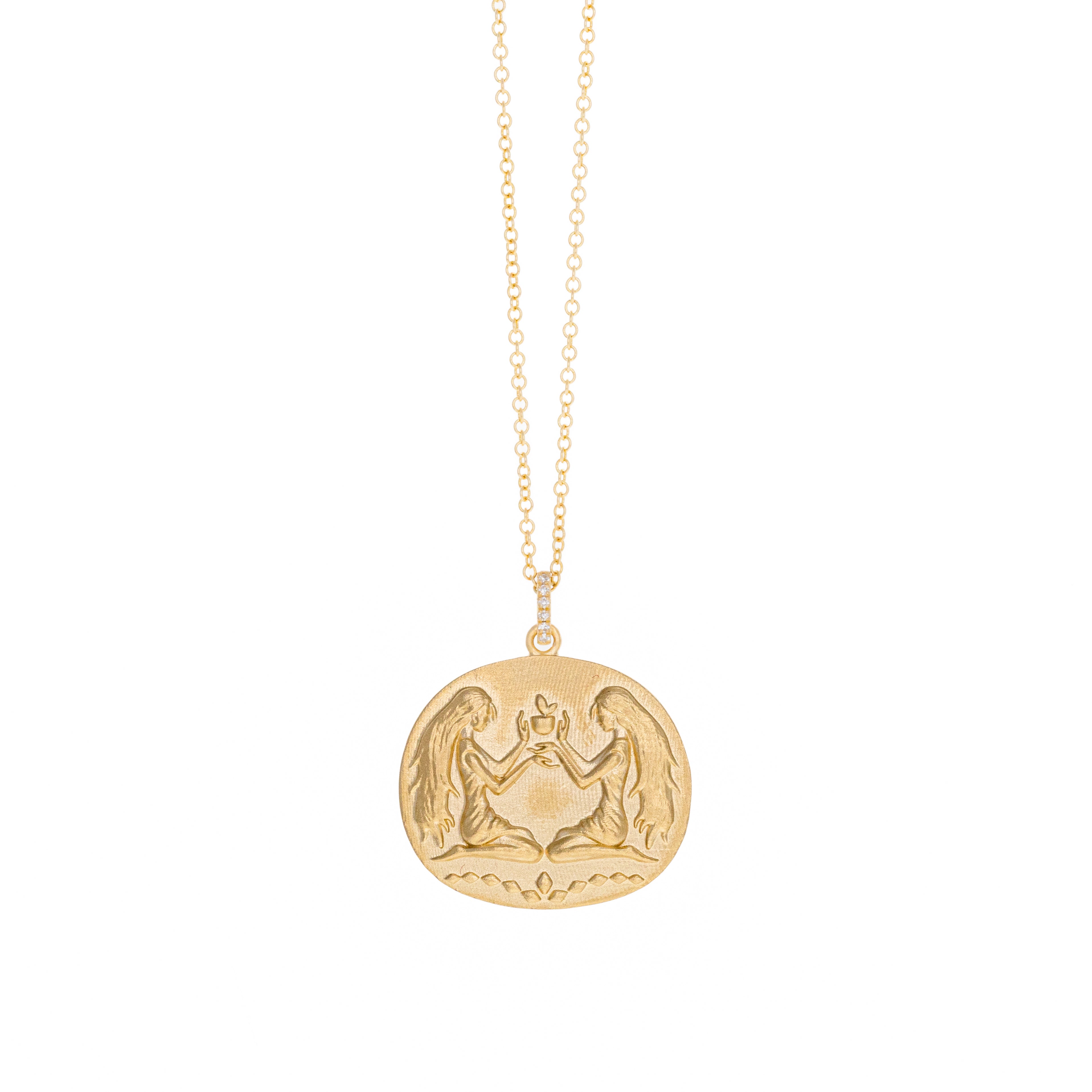 Zodiac Diamond Pendant Necklace in 14K Yellow Gold - Queen May