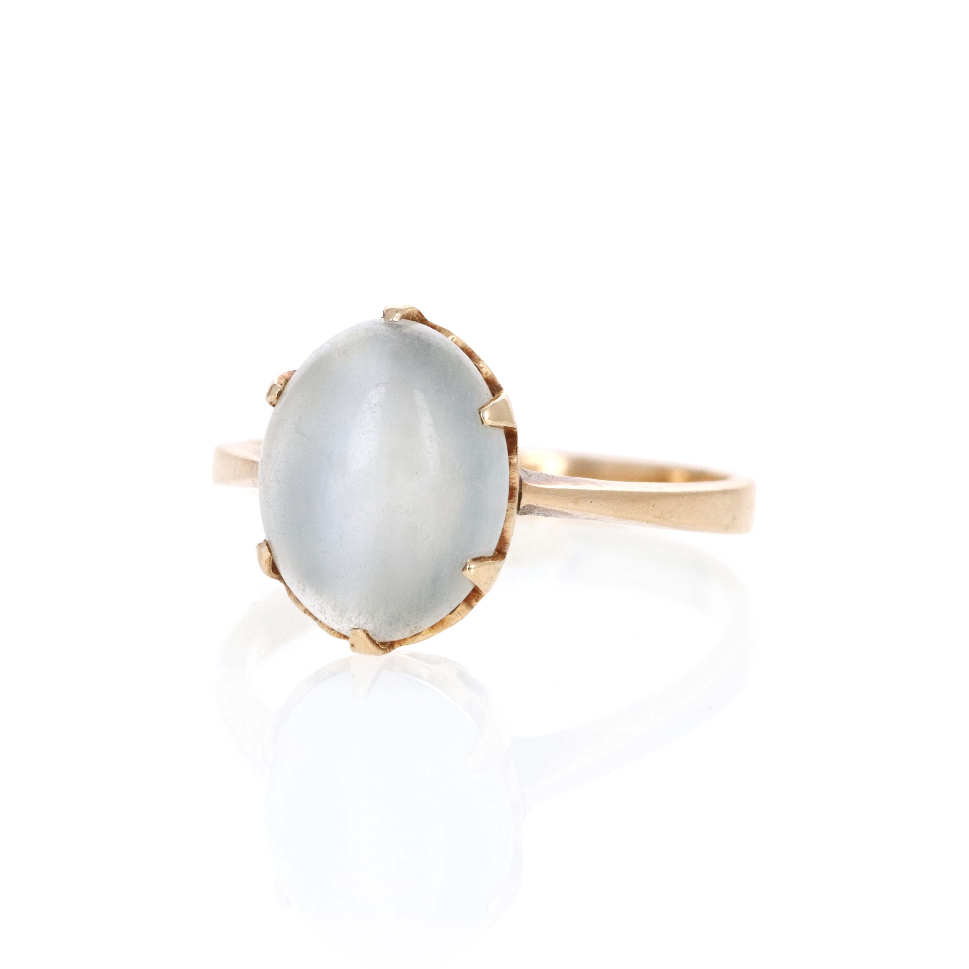 Victorian 14K Yellow Gold 3 Carat Moonstone Ring - Queen May