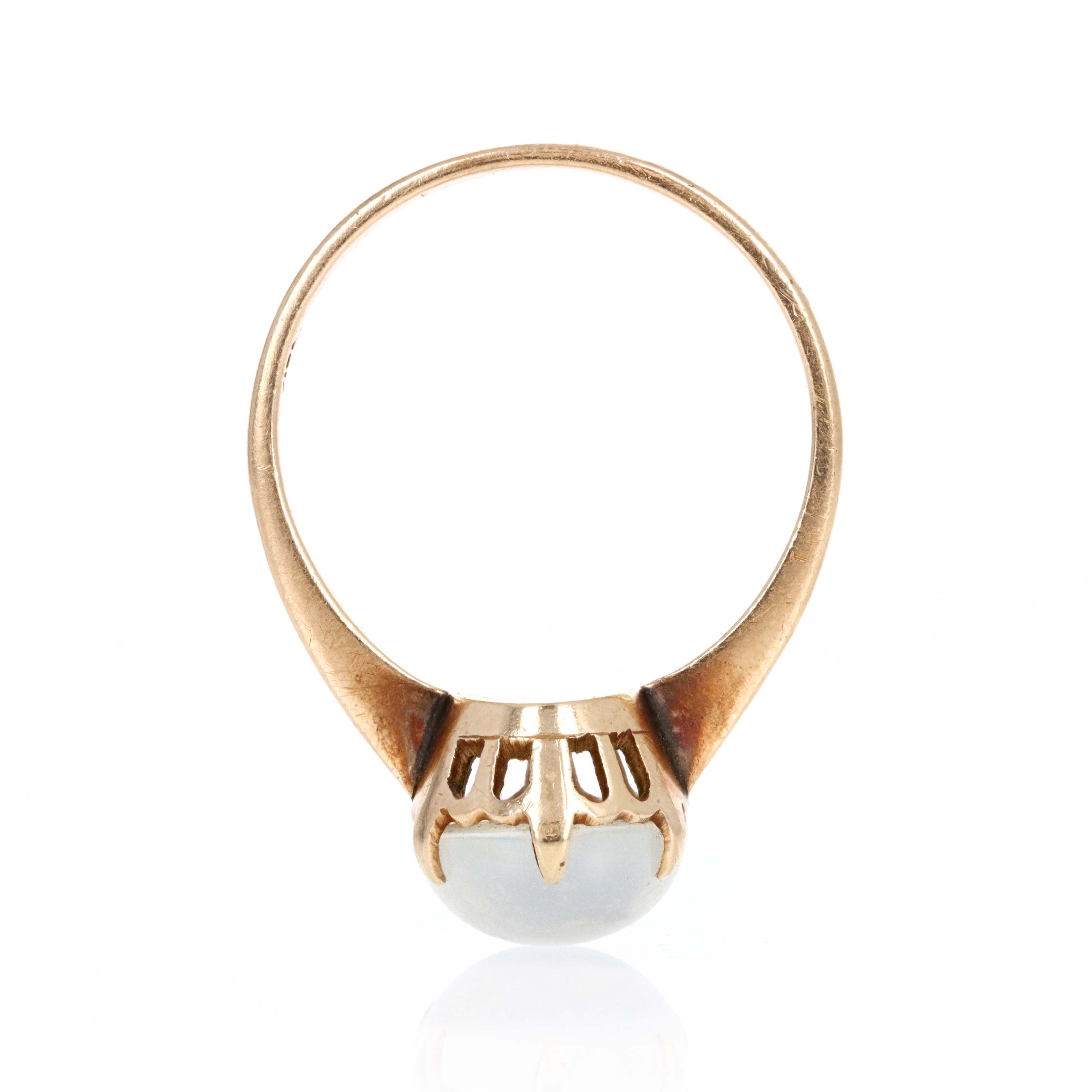 Victorian 14K Yellow Gold 3 Carat Moonstone Ring - Queen May