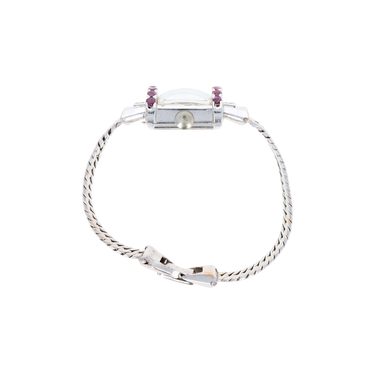 14K White Gold Ruby Diamond Lucien Piccard Ladies Cocktail Watch