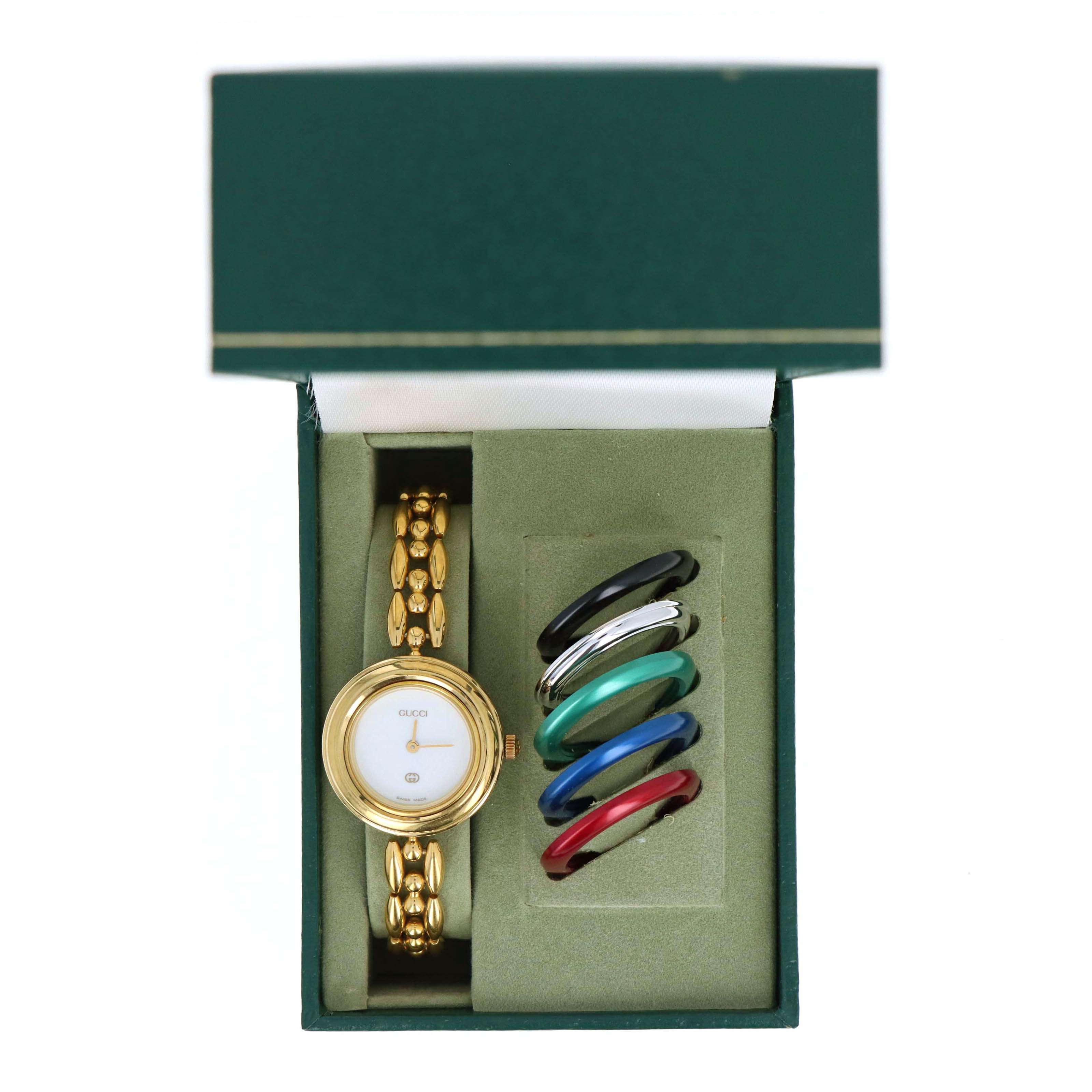 Vintage Gucci Interchangeable Bezel Rice Link Watch