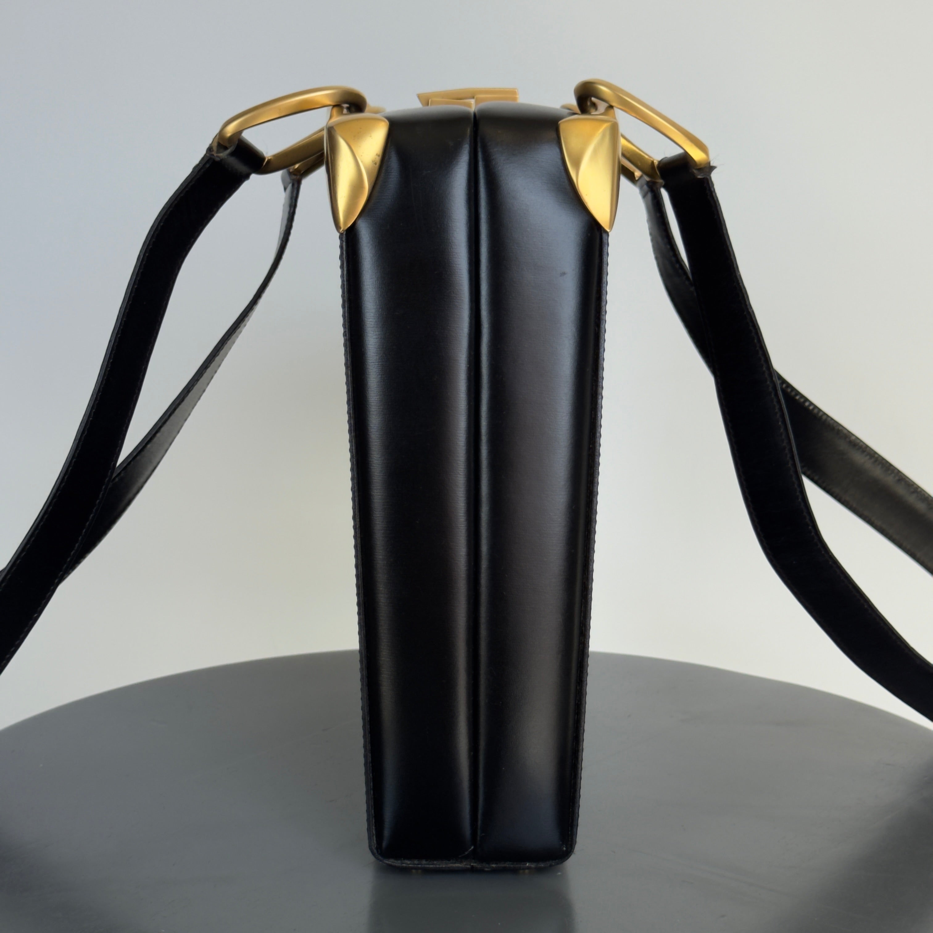 Celine Leather Shoulder Bag Matte Black - Queen May