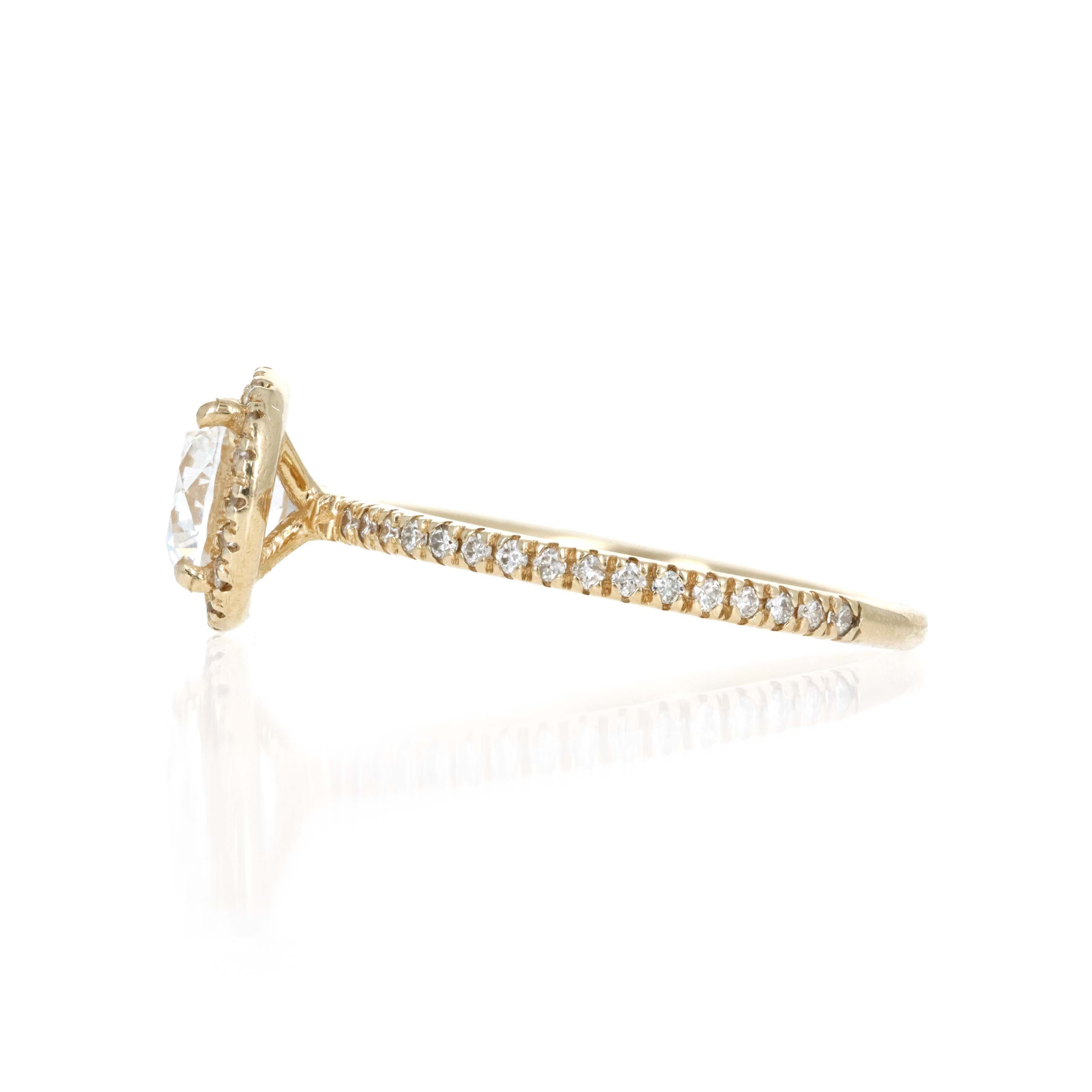 Lab Grown 1.07 Carat Round Brilliant Diamond Accented Engagement Ring 14K Yellow Gold - Queen May