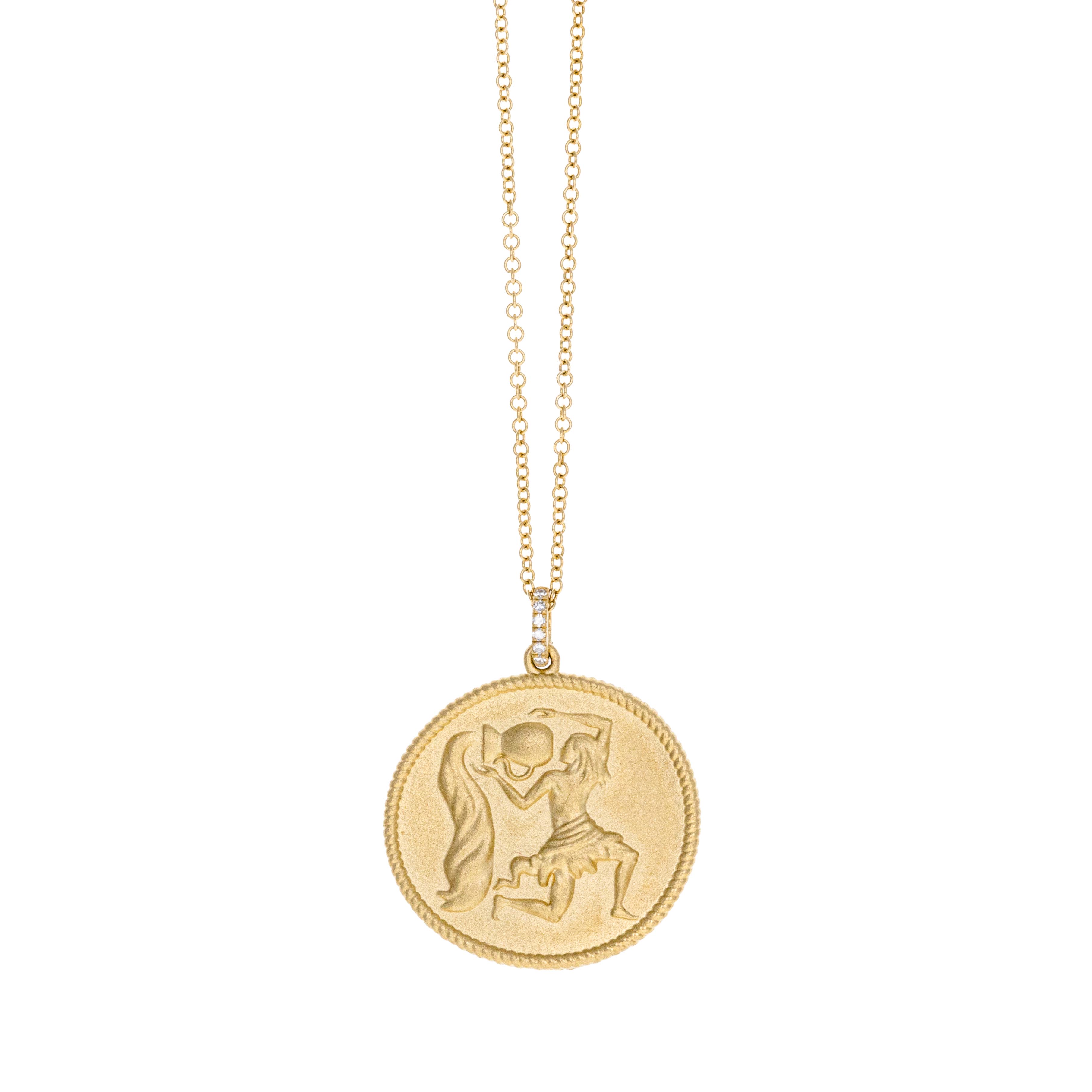 Zodiac Diamond Pendant Necklace in 14K Yellow Gold - Queen May