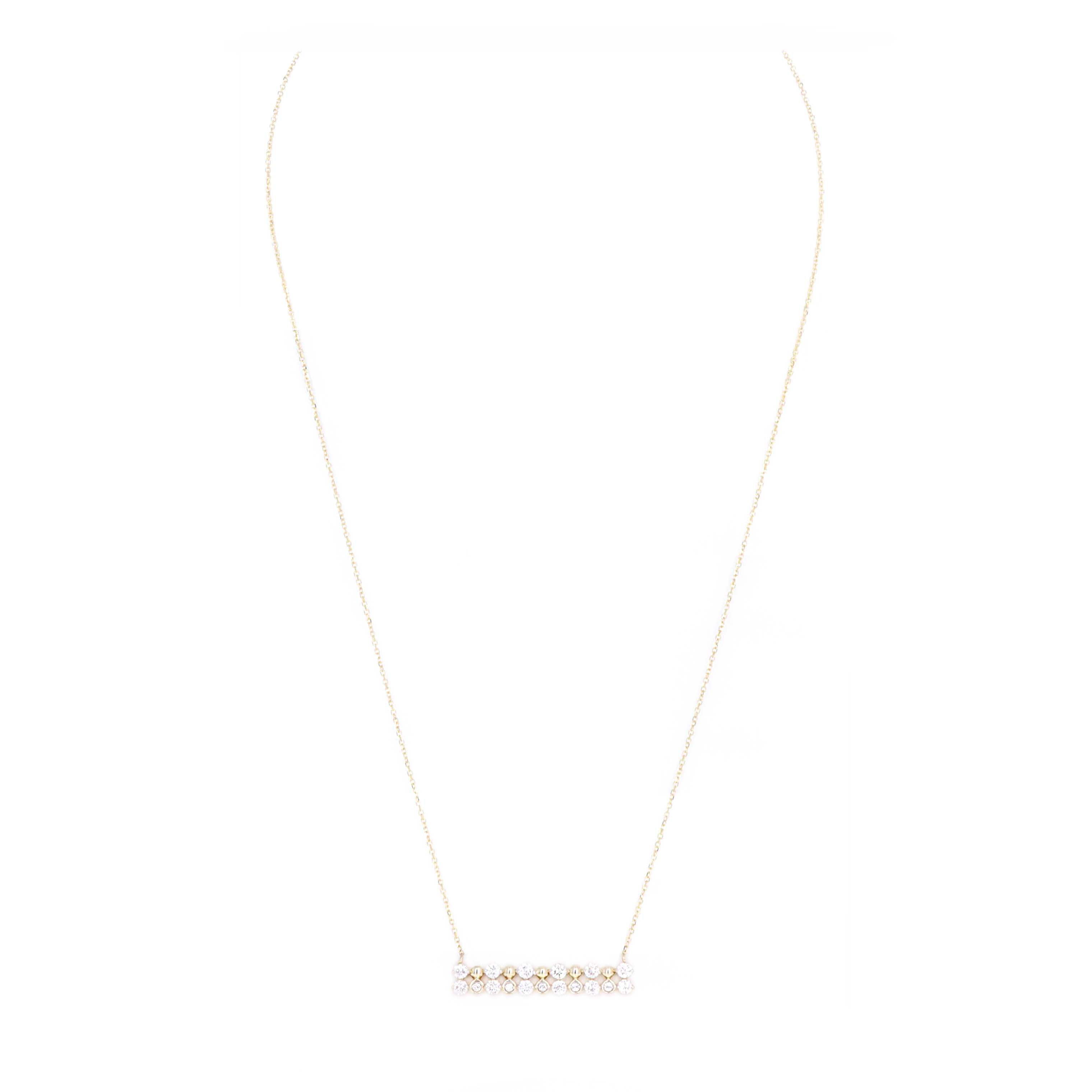 14K Yellow Gold 0.67 Carat Diamond Bar Pendant Necklace