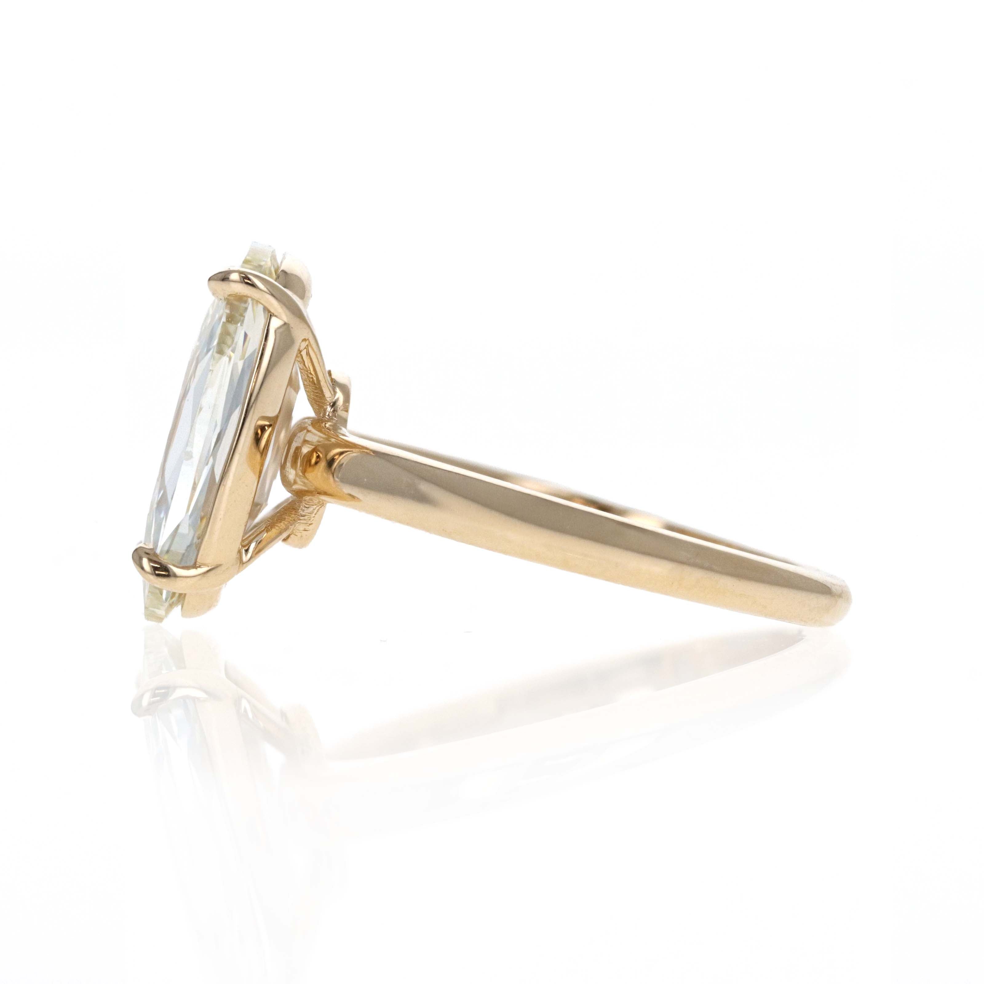 5.02 Carat Elongated Old Mine Cut Diamond Solitaire Engagement Ring in 14K Yellow Gold - Queen May
