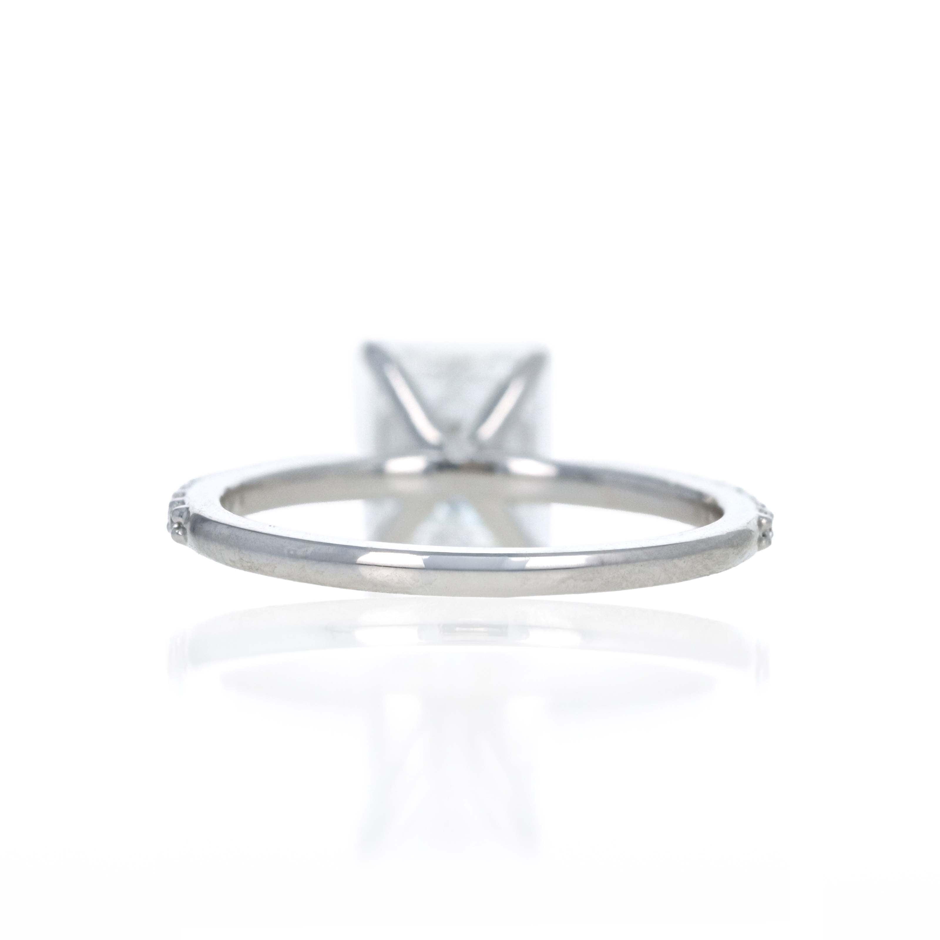 14K White Gold 1.56 Carat Emerald Cut Diamond Accented Engagement Ring - Queen May