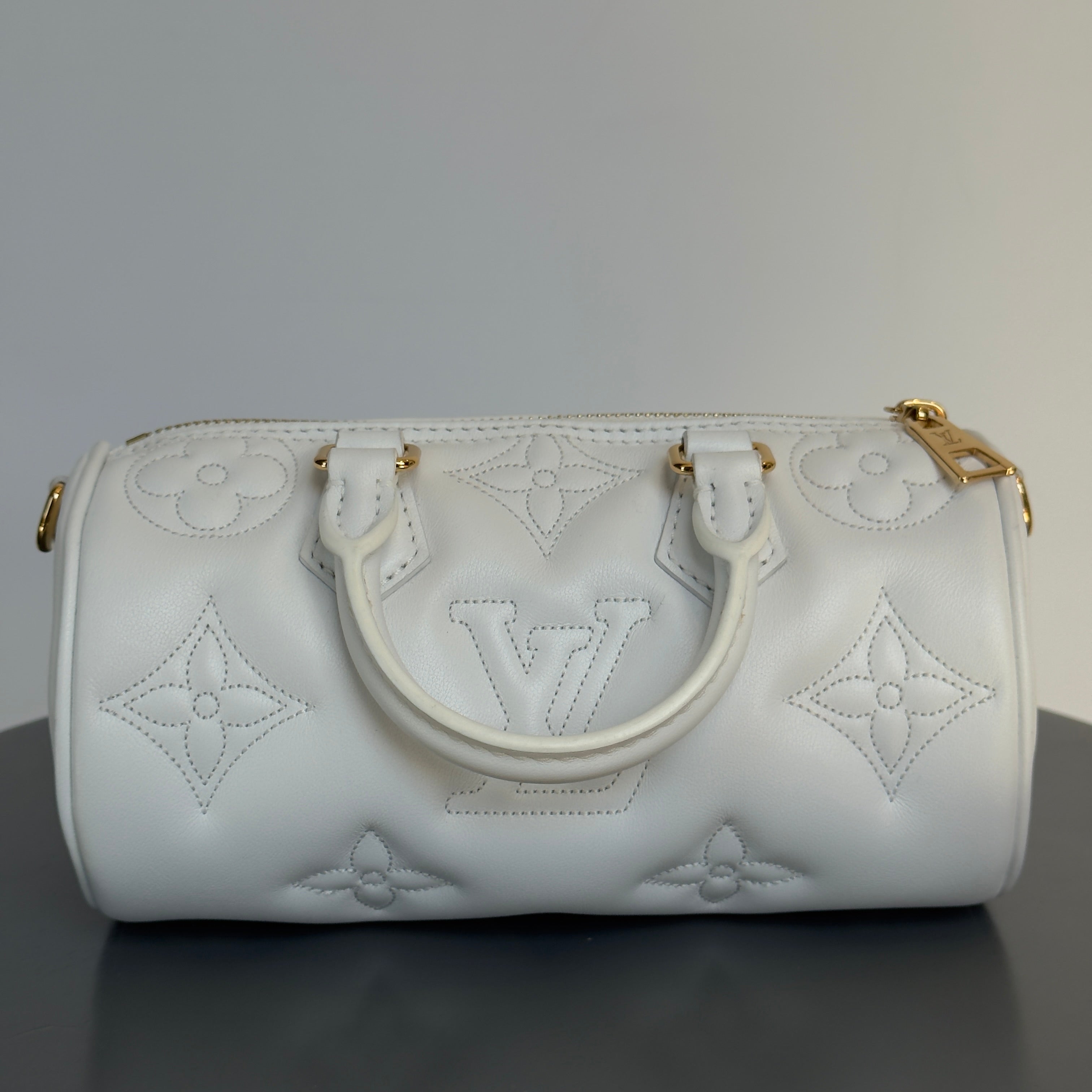 Louis Vuitton Calfskin Bubblegram Papillon BB Snow White