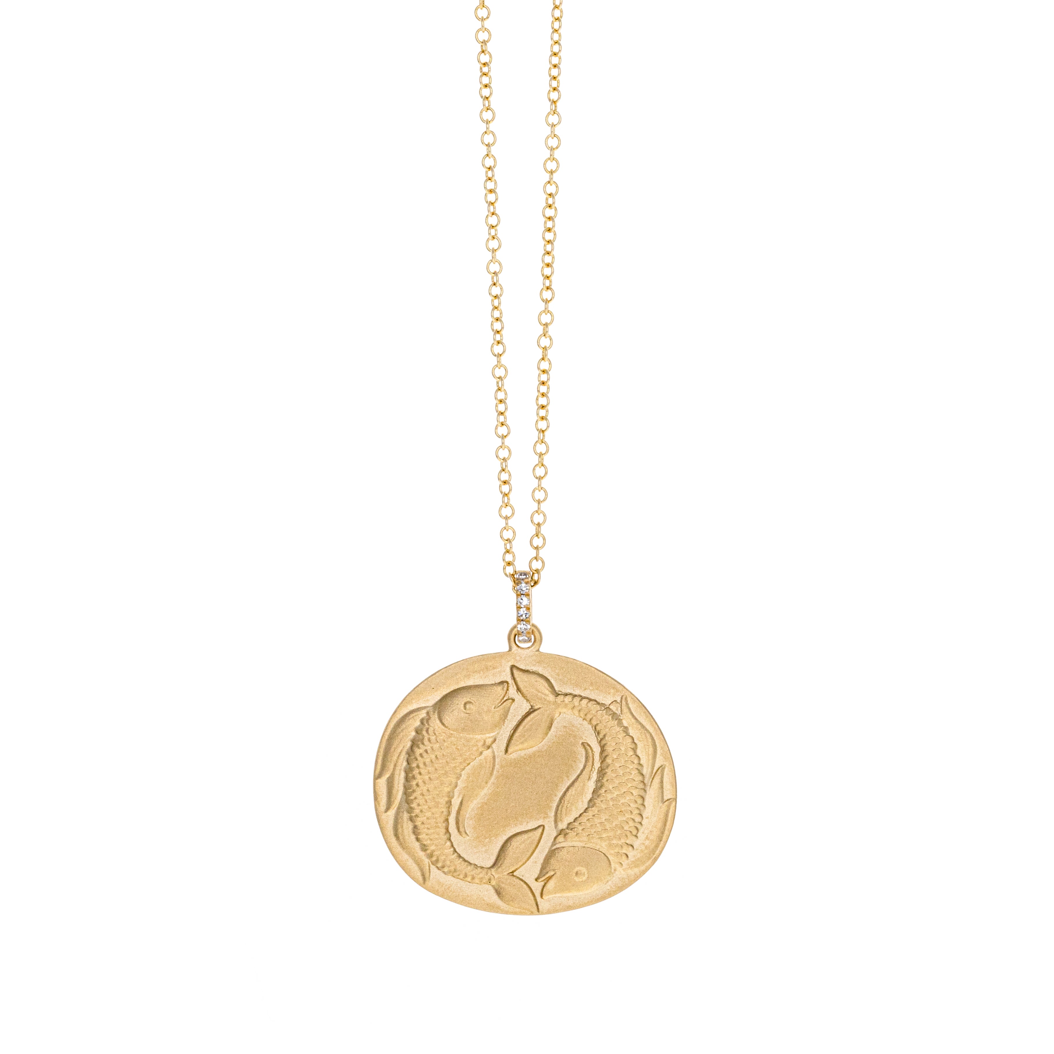 Zodiac Diamond Pendant Necklace in 14K Yellow Gold - Queen May