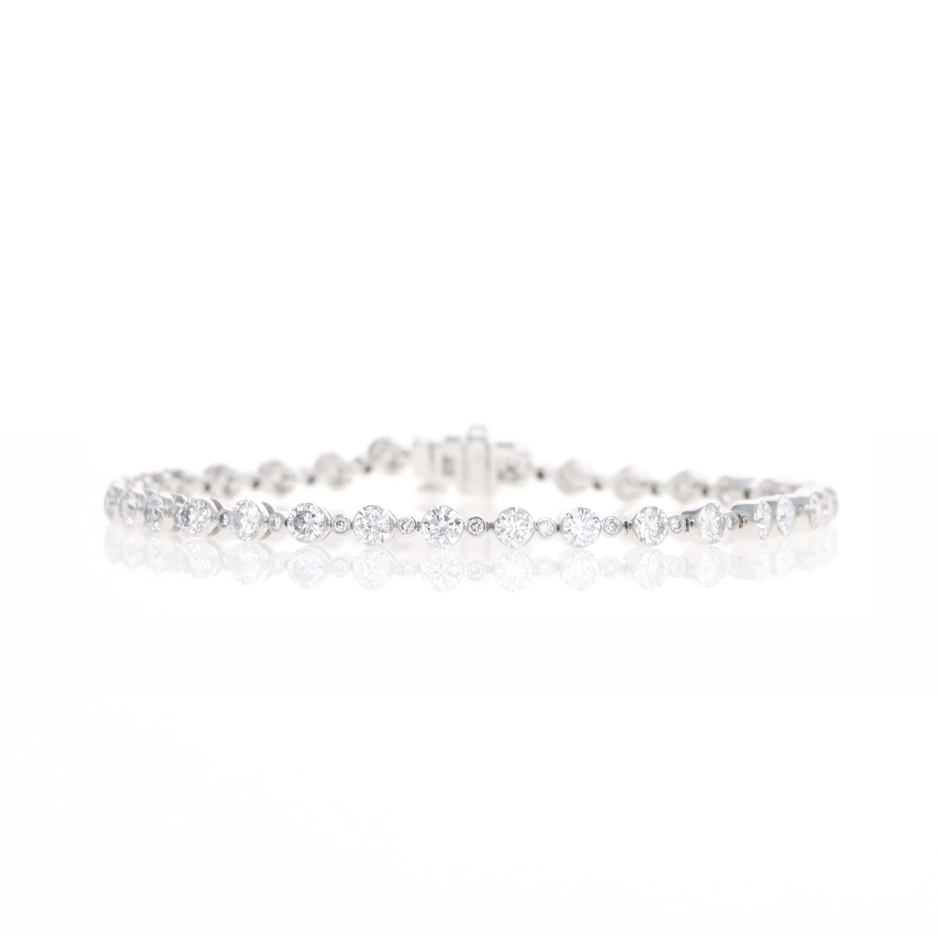 Lab Grown Round Diamond 5 Carat Floating Graduated Tennis Bracelet