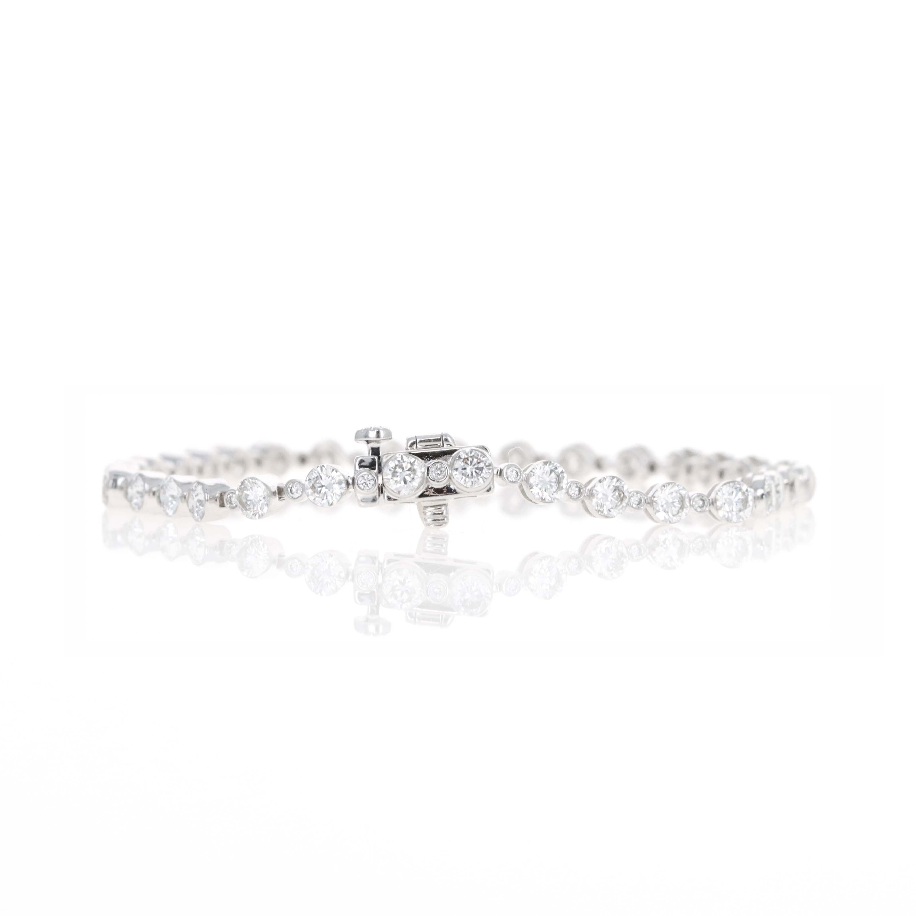 Lab Grown Round Diamond 5 Carat Floating Graduated Tennis Bracelet - Queen May
