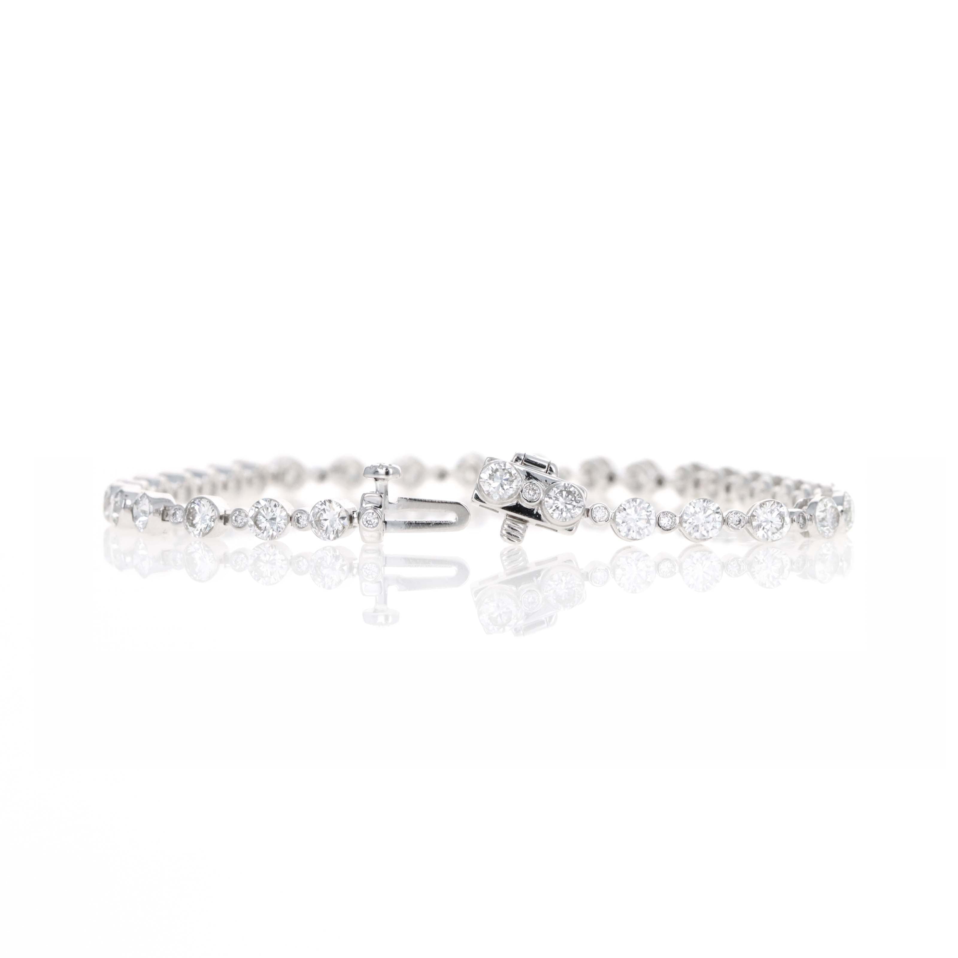 Lab Grown Round Diamond 5 Carat Floating Graduated Tennis Bracelet