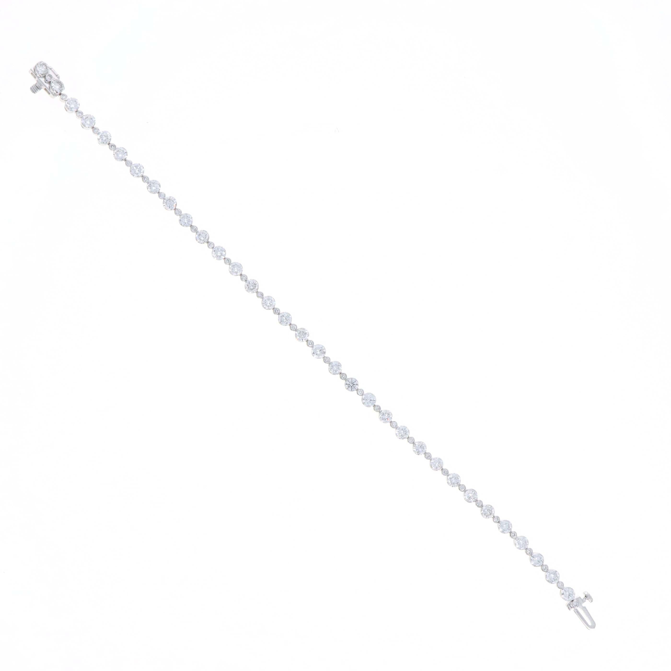 Lab Grown Round Diamond 5 Carat Floating Graduated Tennis Bracelet - Queen May