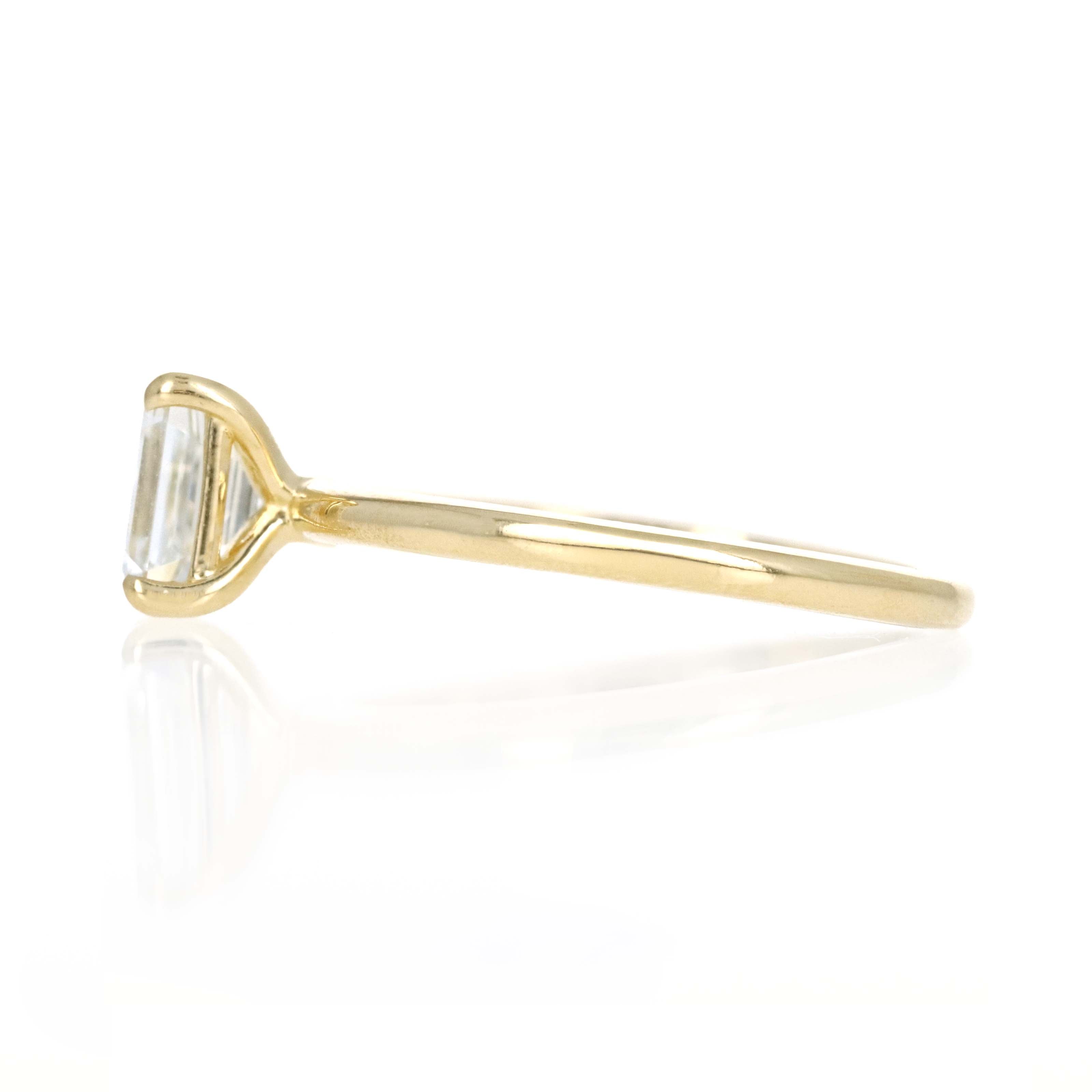 14K Yellow Gold 1.04 Carat Emerald Cut Diamond Solitaire Engagement Ring - Queen May