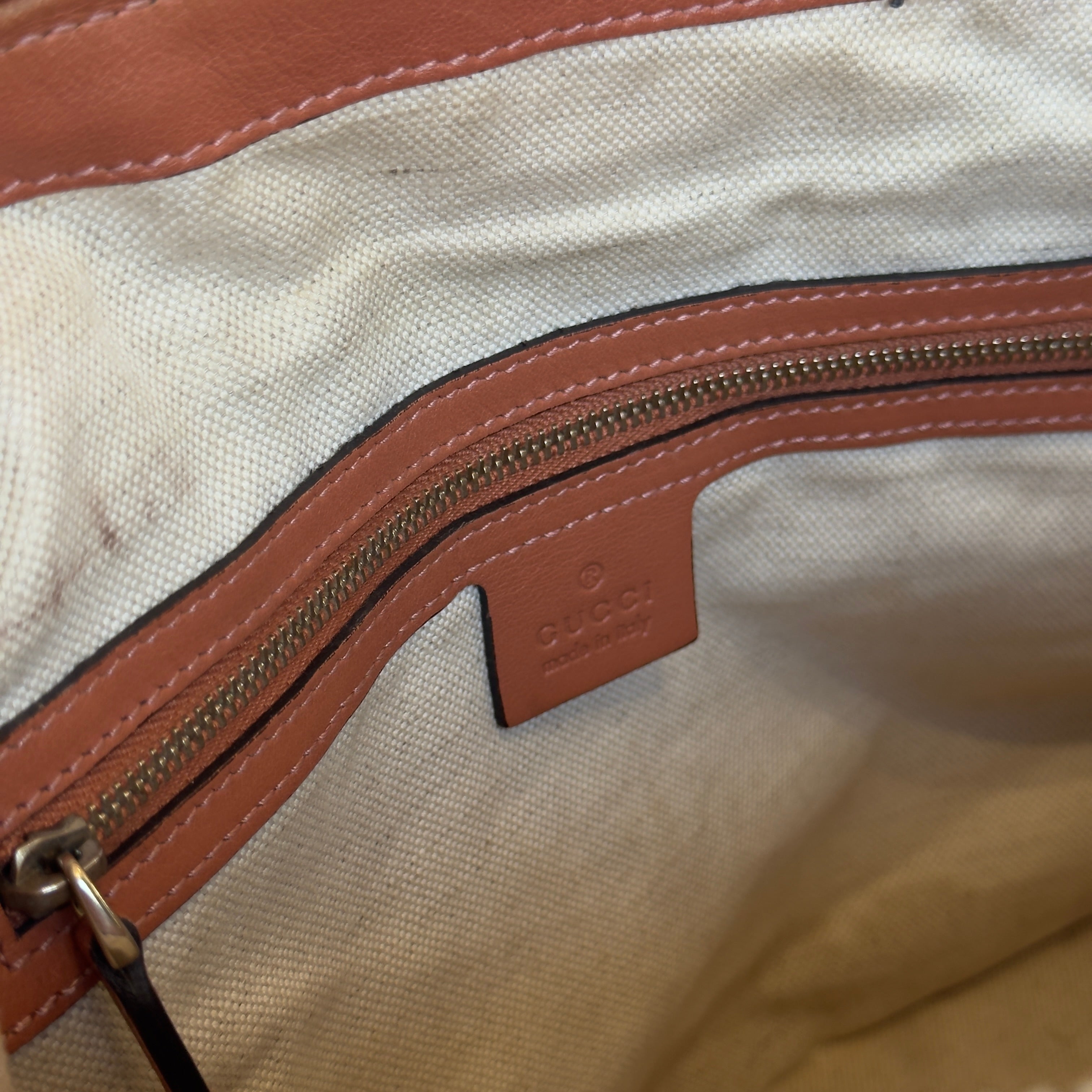 Gucci Leather Heart Bit GG Peach Tote - Queen May
