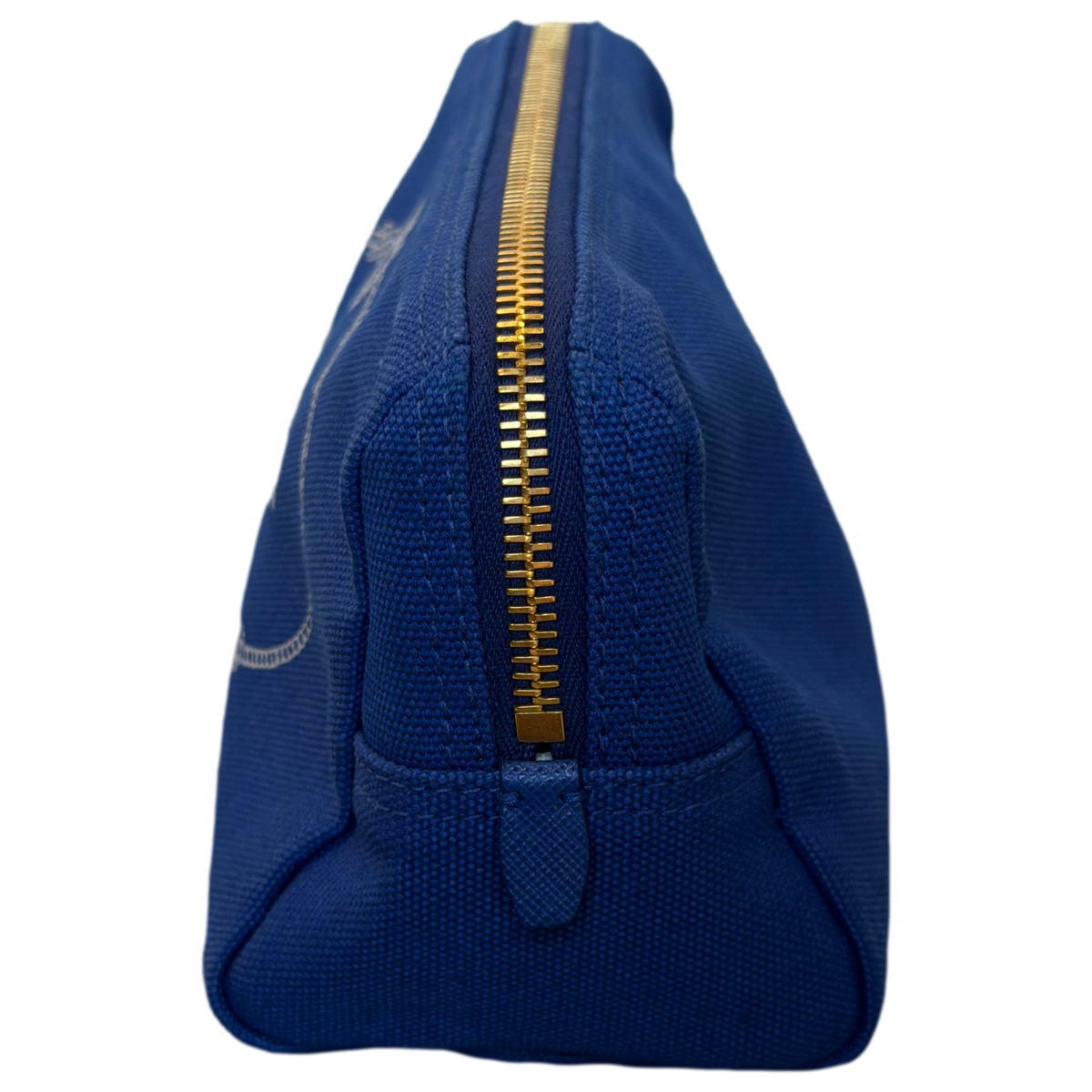 Prada Blue Logo Canvas Cosmetic Pouch