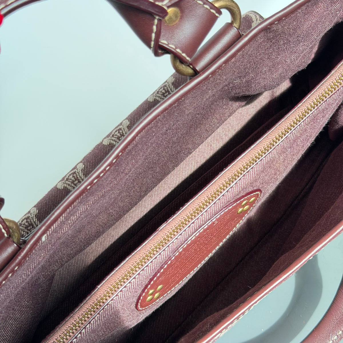 Celine Boogie Bag Triomphe Burgundy Denim - Queen May