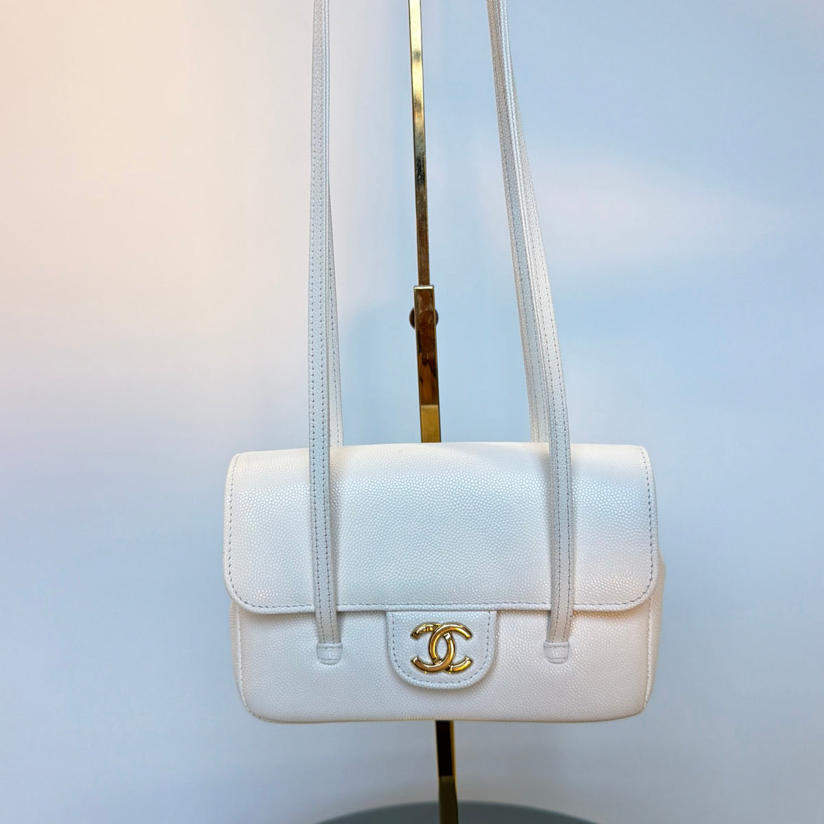 Chanel Mini Preppy Coco White Caviar Leather - Queen May