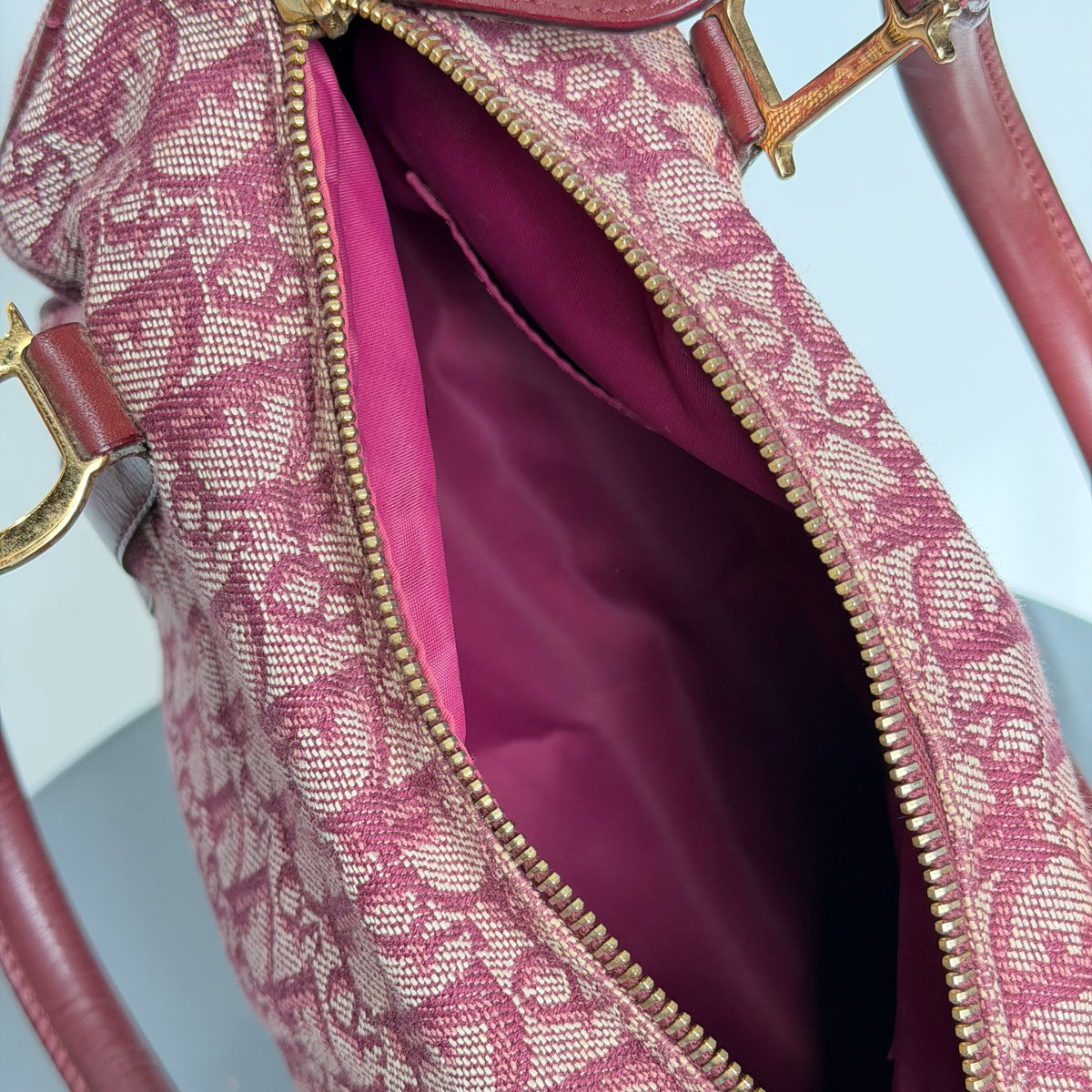 Christian Dior Monogram Boston Bag Red