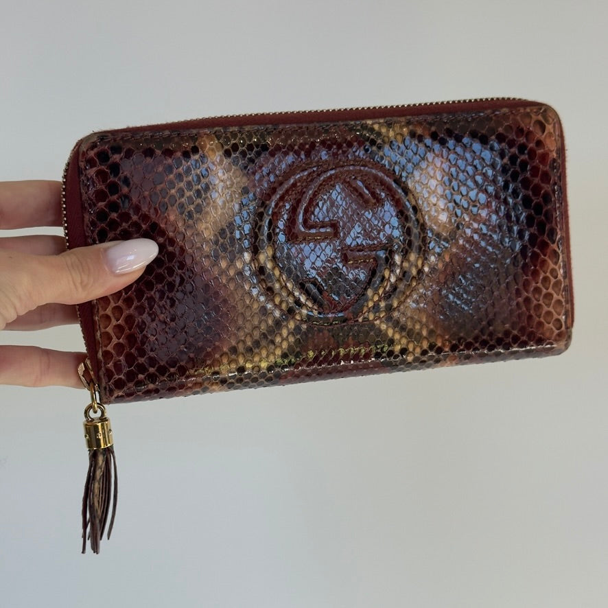 Gucci Python Soho Interlocking G Logo Wallet - Queen May