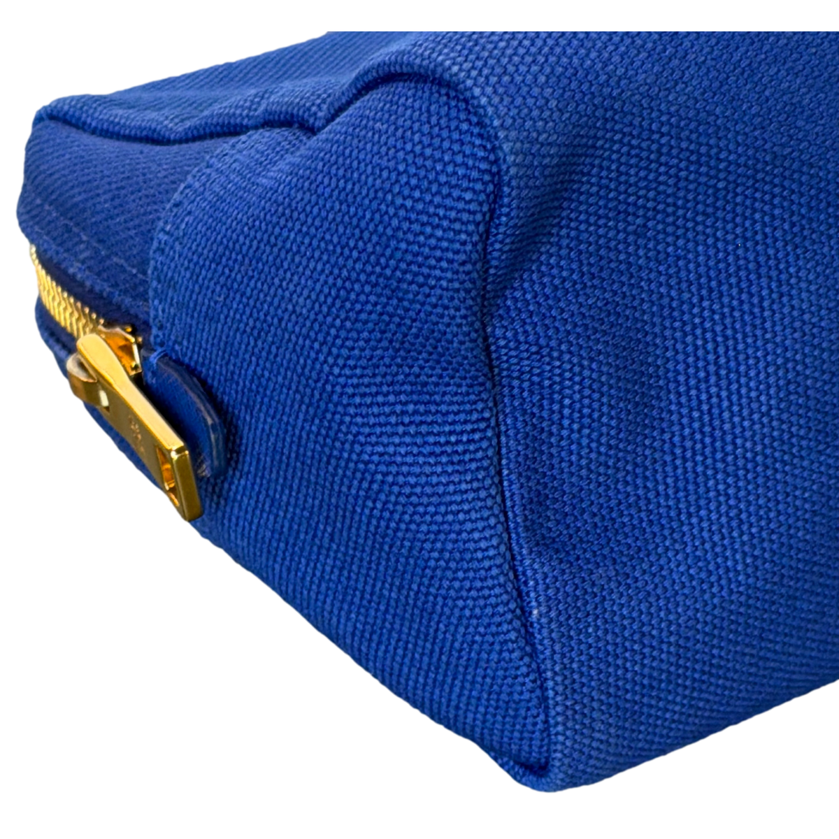 Prada Blue Logo Canvas Cosmetic Pouch