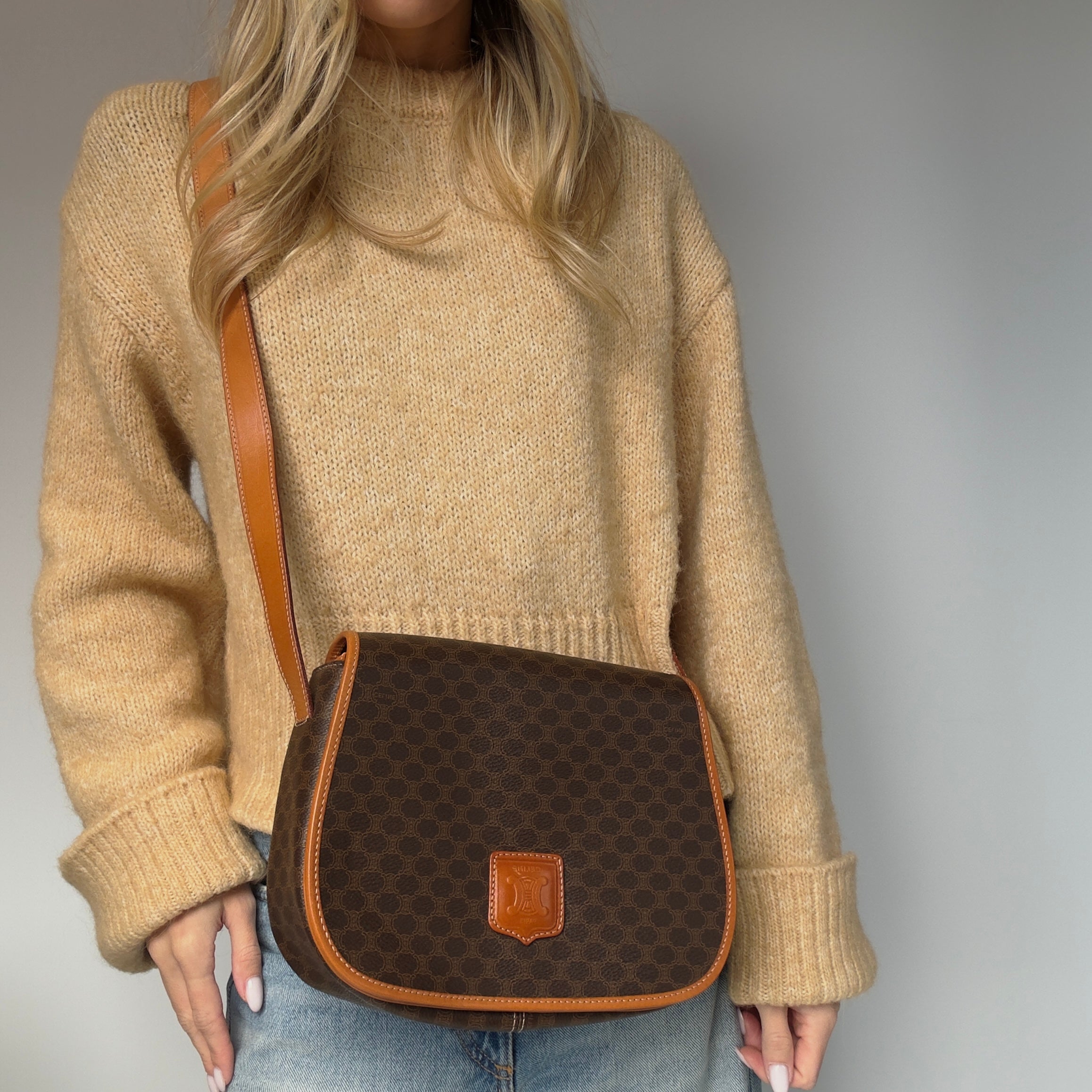 Vintage Celine Macadam Triomphe Shoulder Bag - Queen May