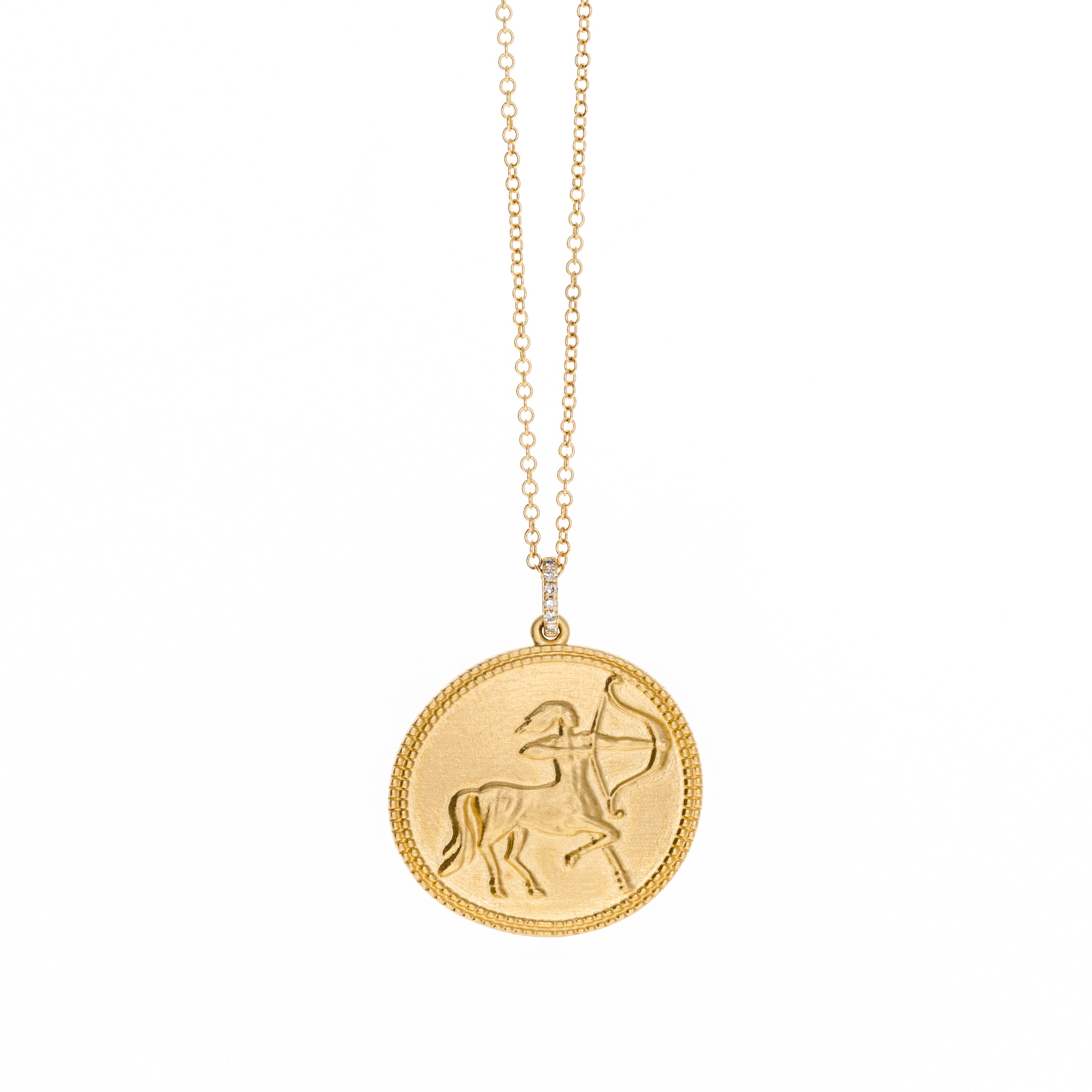 Zodiac Diamond Pendant Necklace in 14K Yellow Gold - Queen May