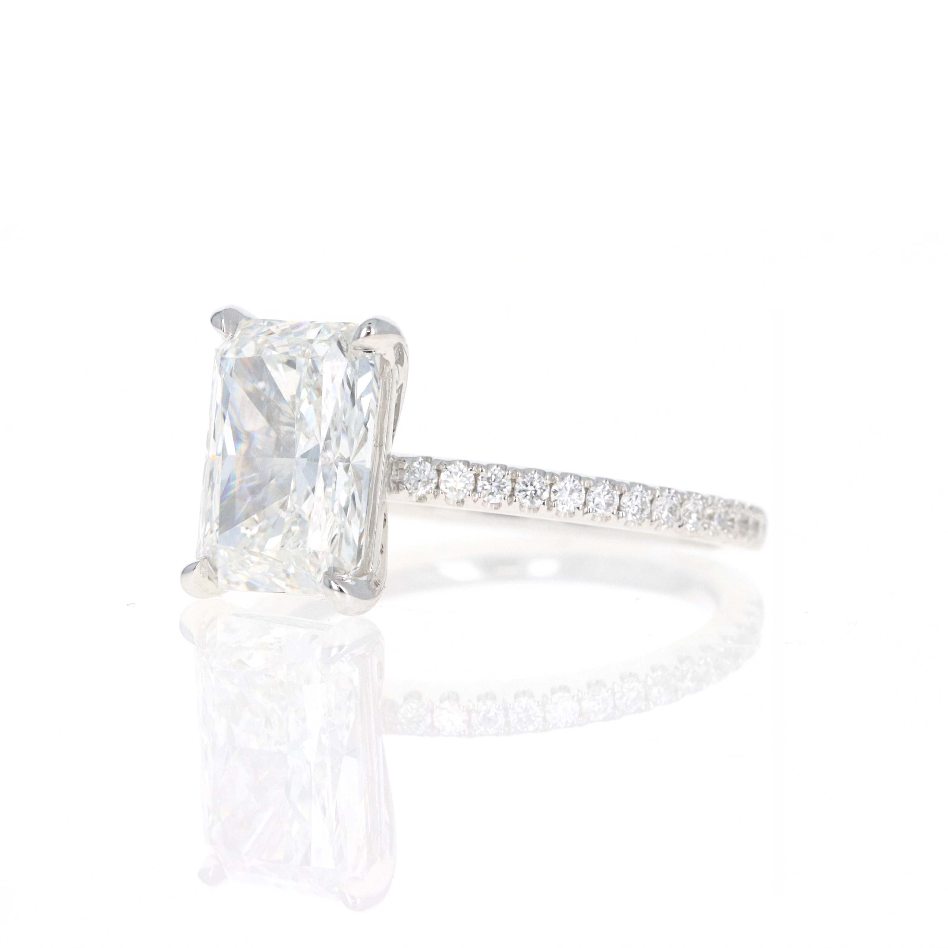 Lab Grown 3 Carat Radiant Diamond Accented Engagement Ring - Queen May