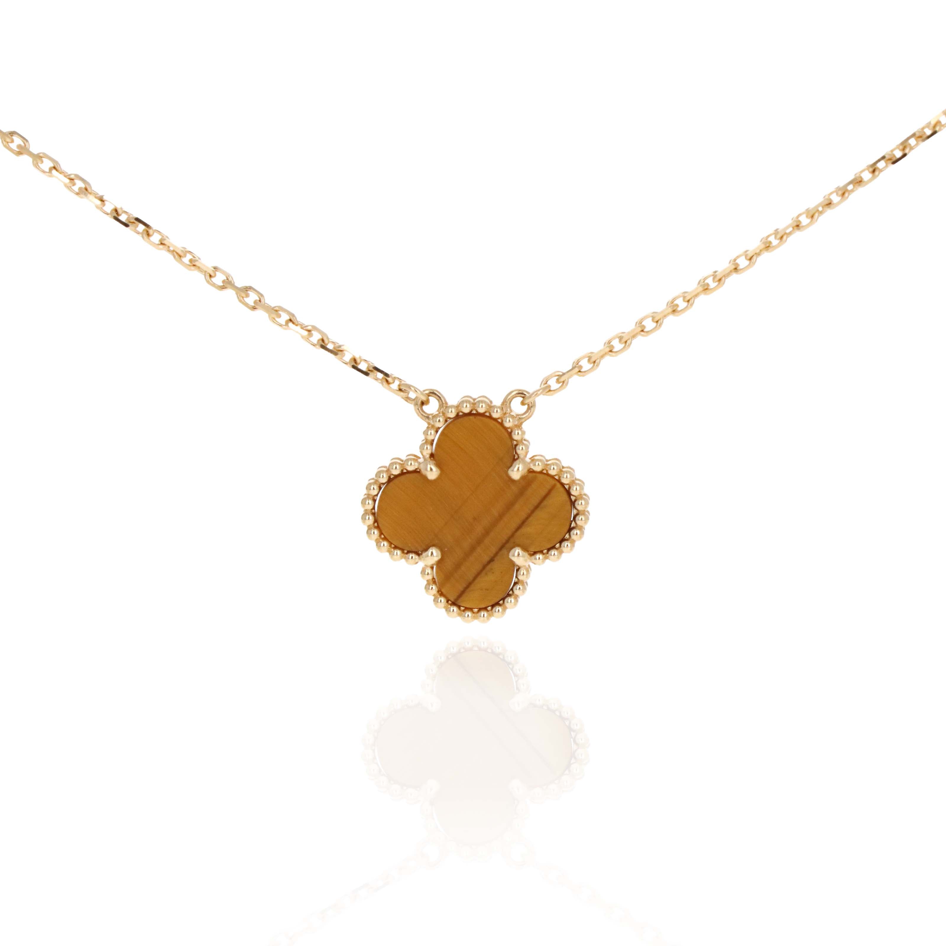 Van Cleef & Arpels Tigers Eye Alhambra Necklace - Queen May