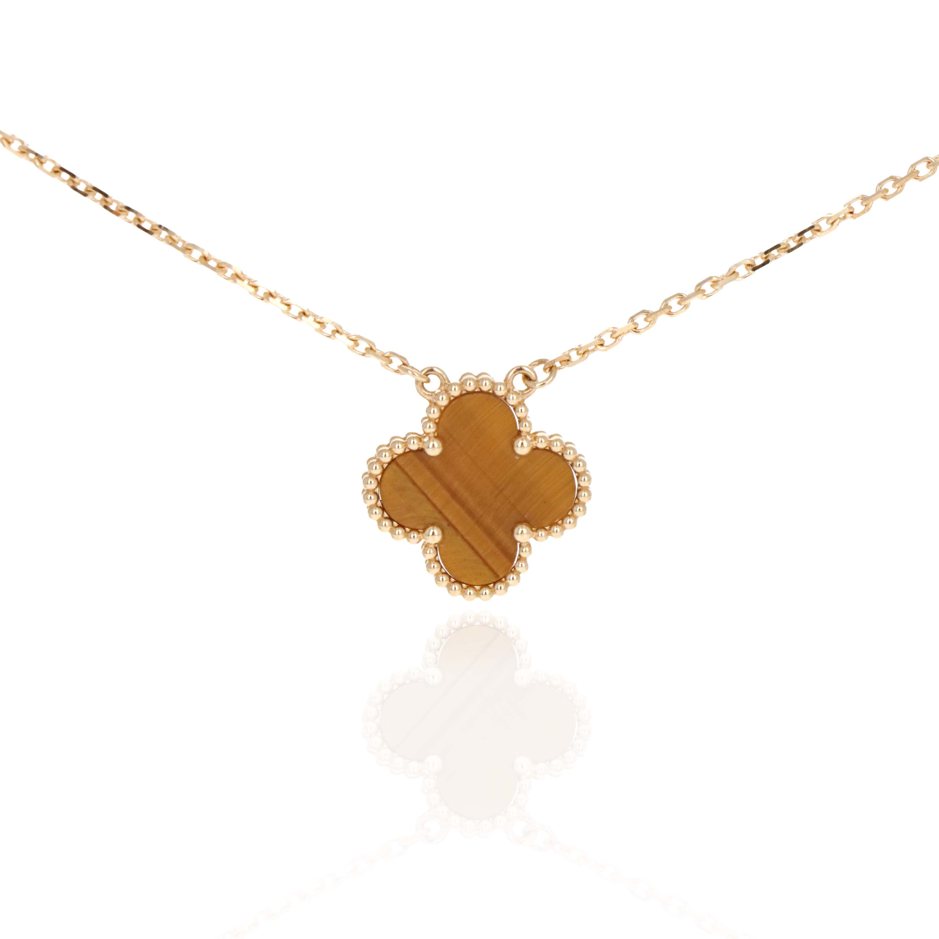 Van Cleef & Arpels Tigers Eye Alhambra Necklace - Queen May