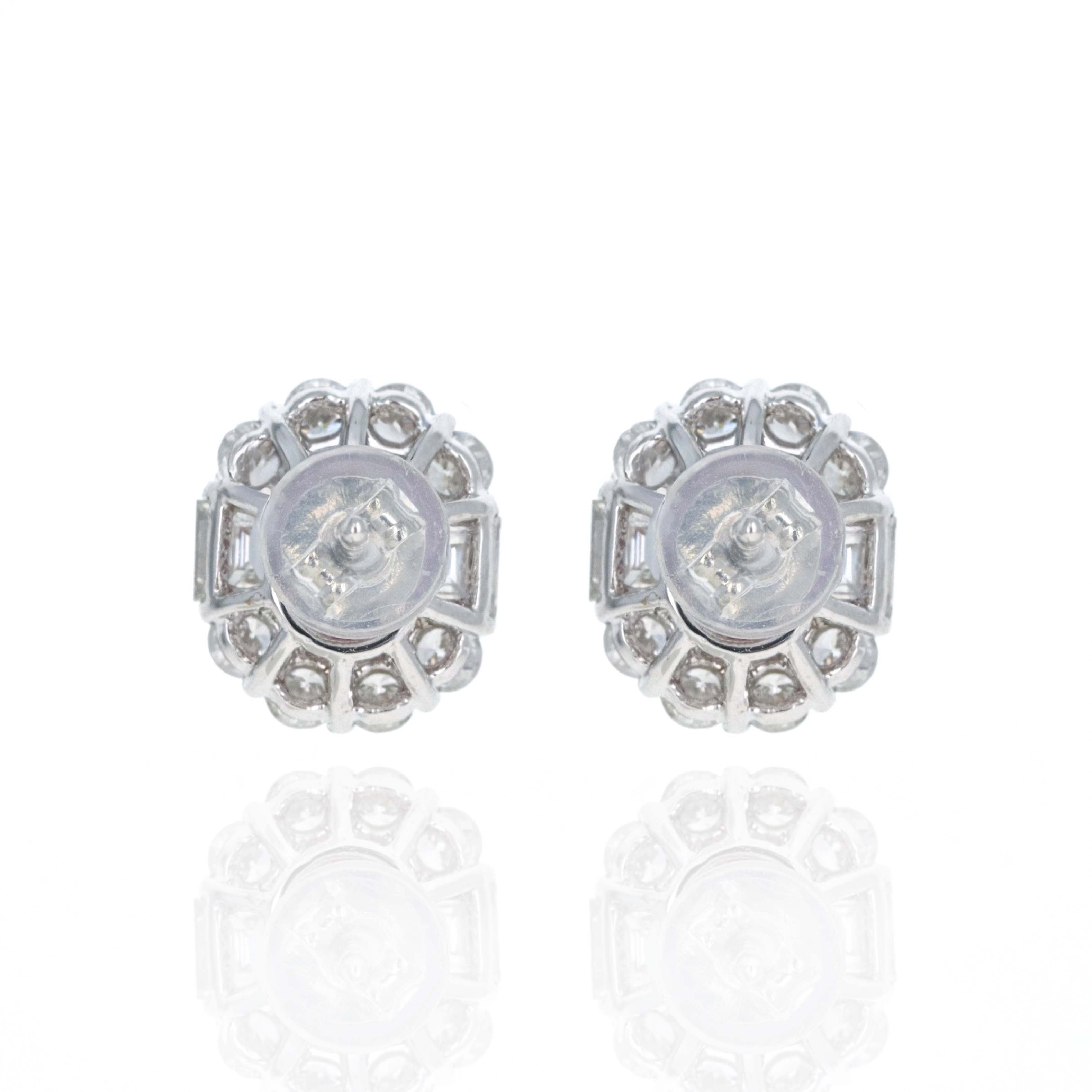 Platinum 2.21 Carat Oval Ruby Diamond Halo Stud Earrings - Queen May