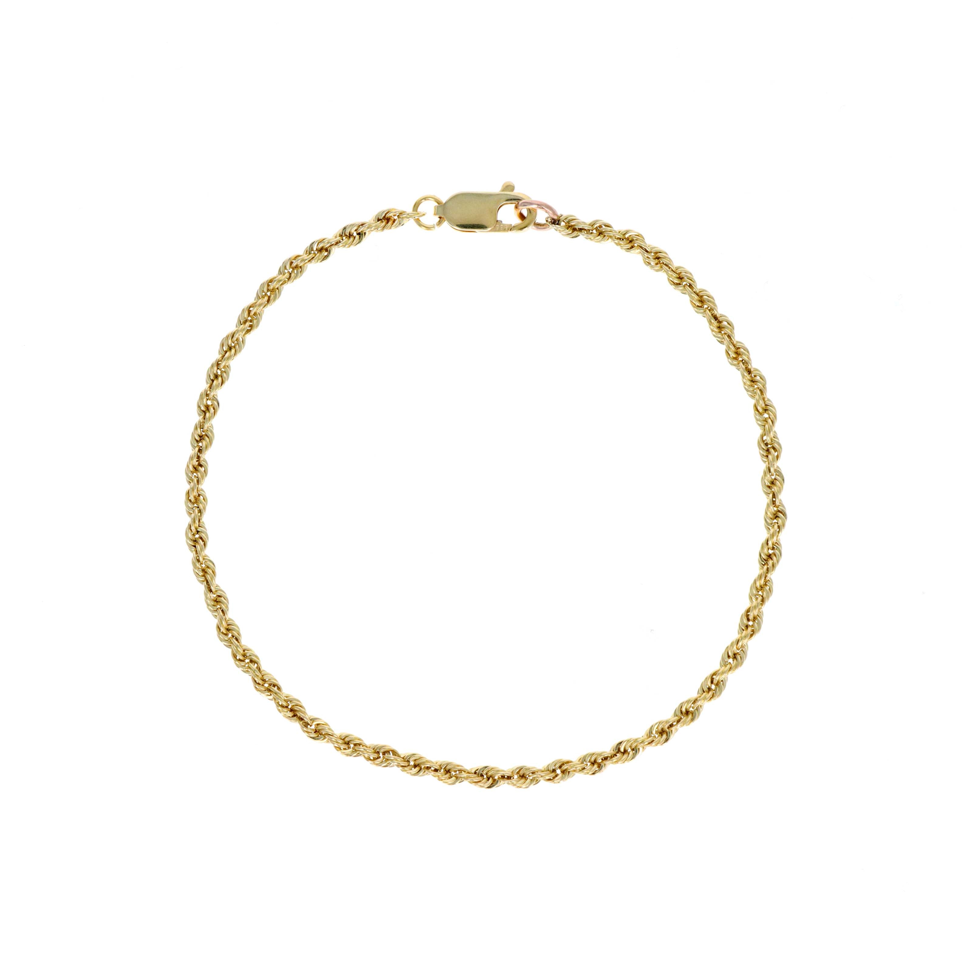 14K Yellow Gold 2.5mm Rope Chain Bracelet - Queen May