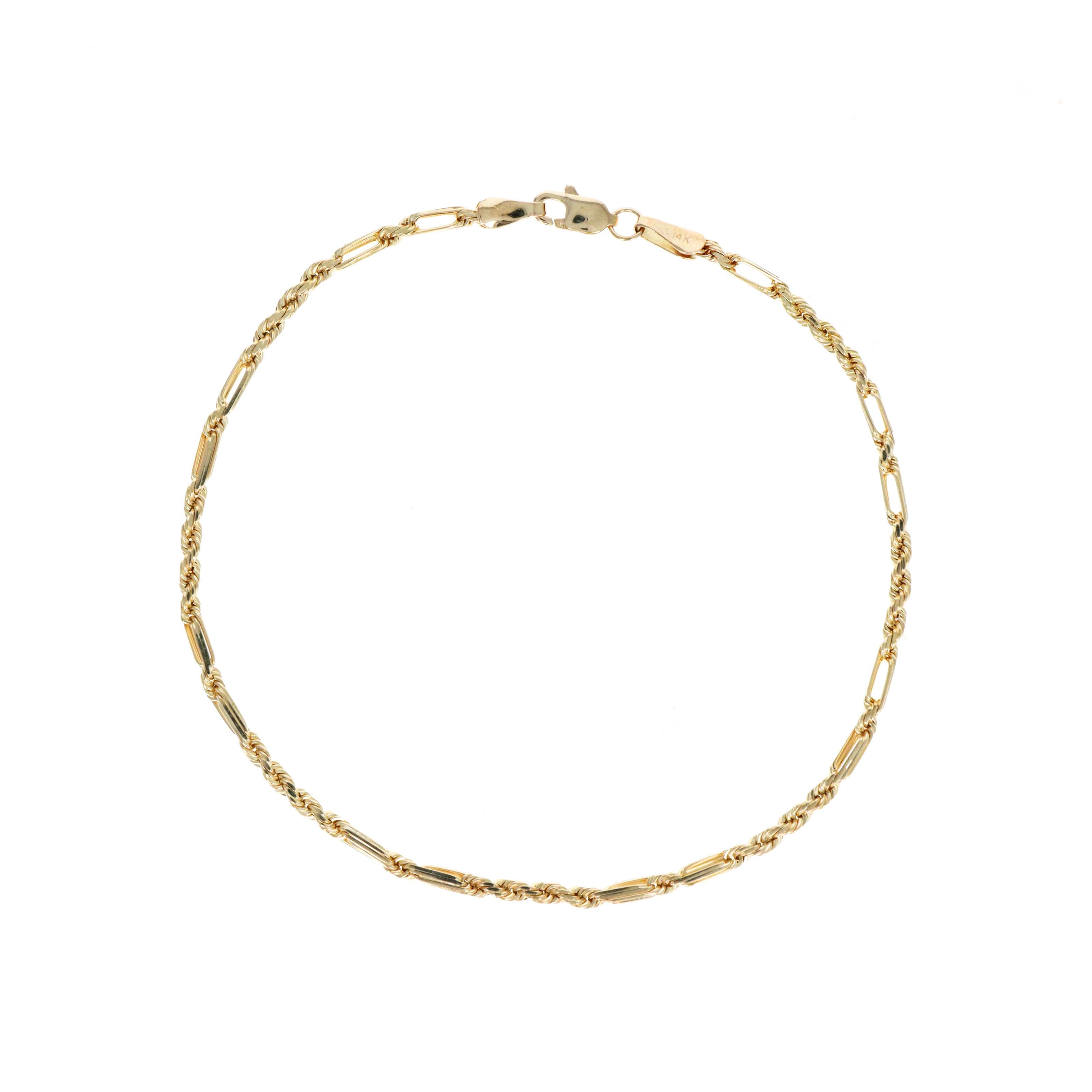 14K Yellow Gold 2.2mm Milano Rope Chain Mens Bracelet - Queen May