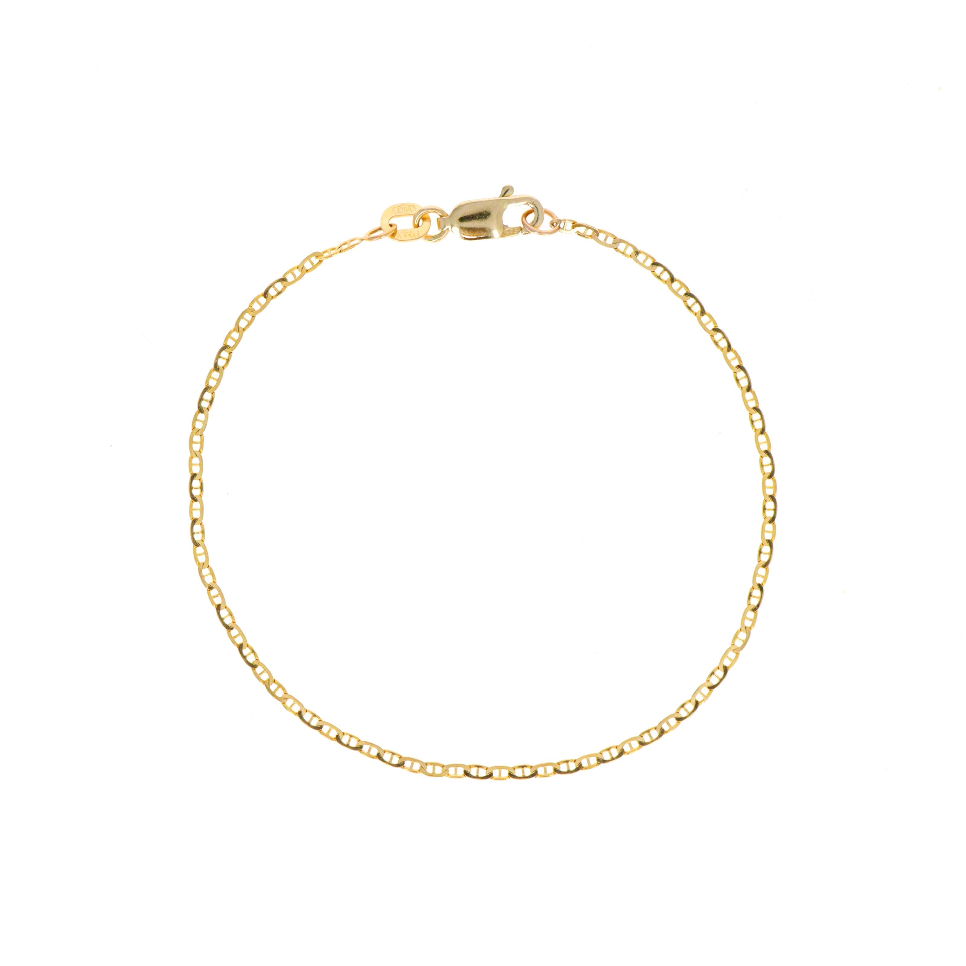 14K Yellow Gold 1.4mm Mariner Link Chain Bracelet - Queen May