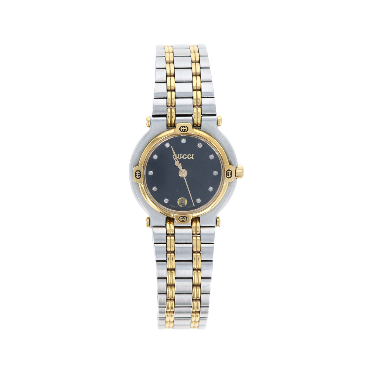 Vintage Gucci 9000L Two-Tone Black Dial Ladies Watch