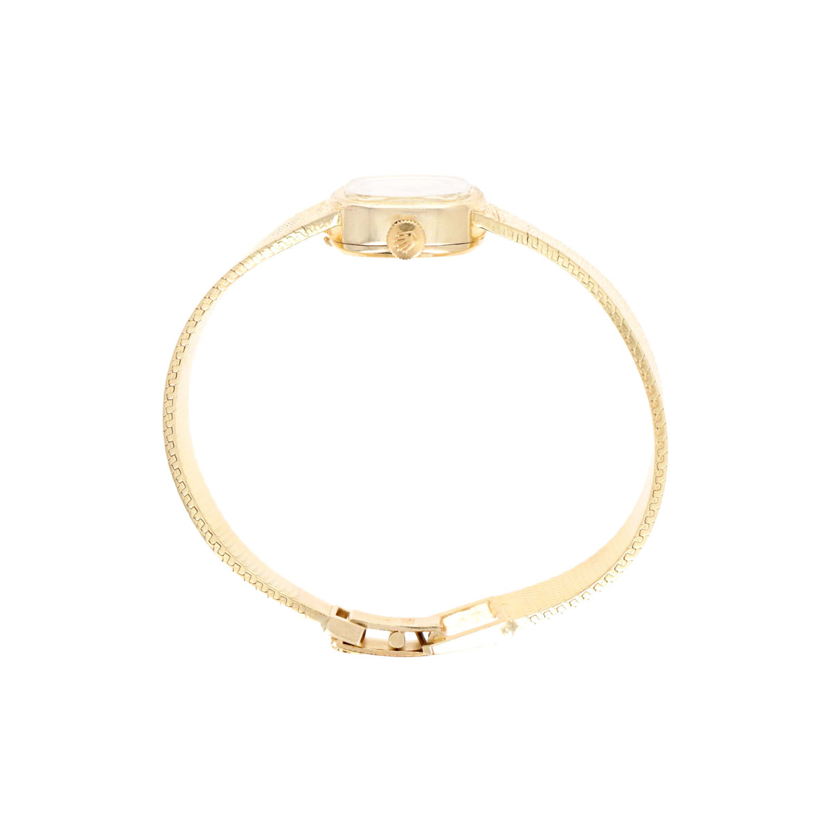 Vintage Rolex 14K Yellow Gold 22.5MM Champagne Bark Dial Mechanical Ladies Watch - Queen May