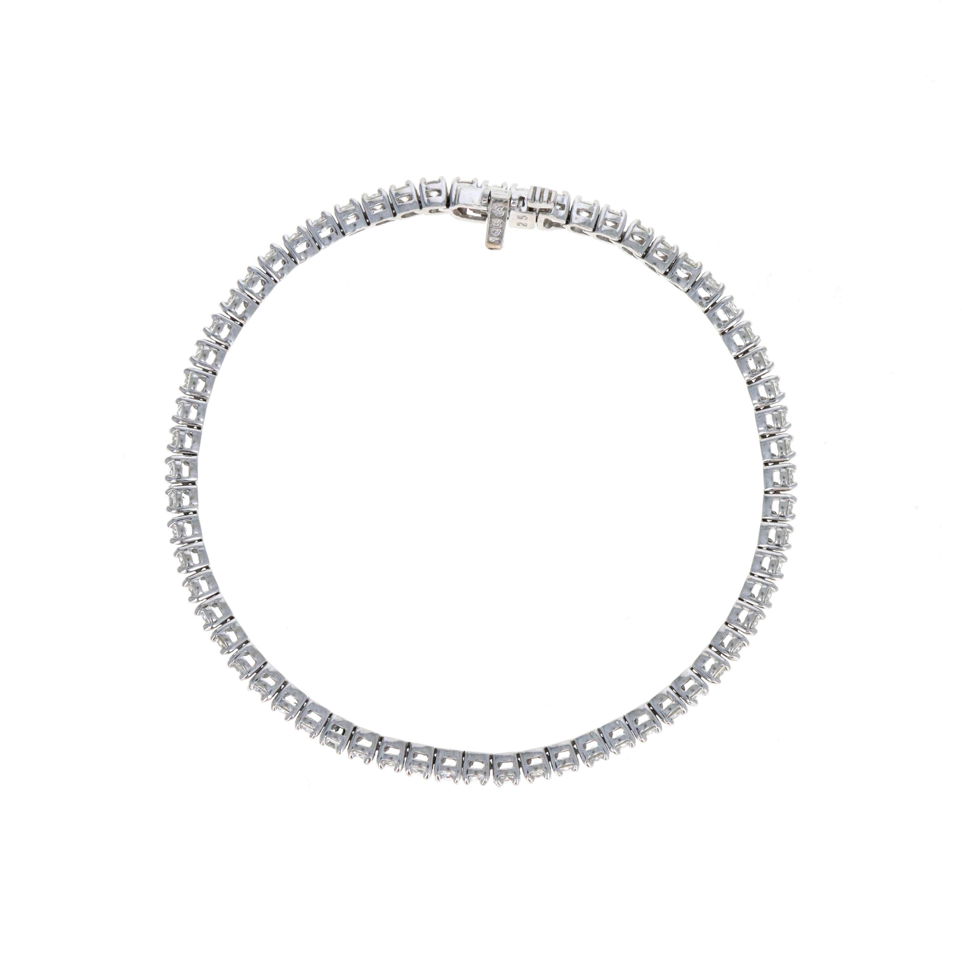 14K White Gold 3.85 Carat Round Diamond Tennis Bracelet - Queen May