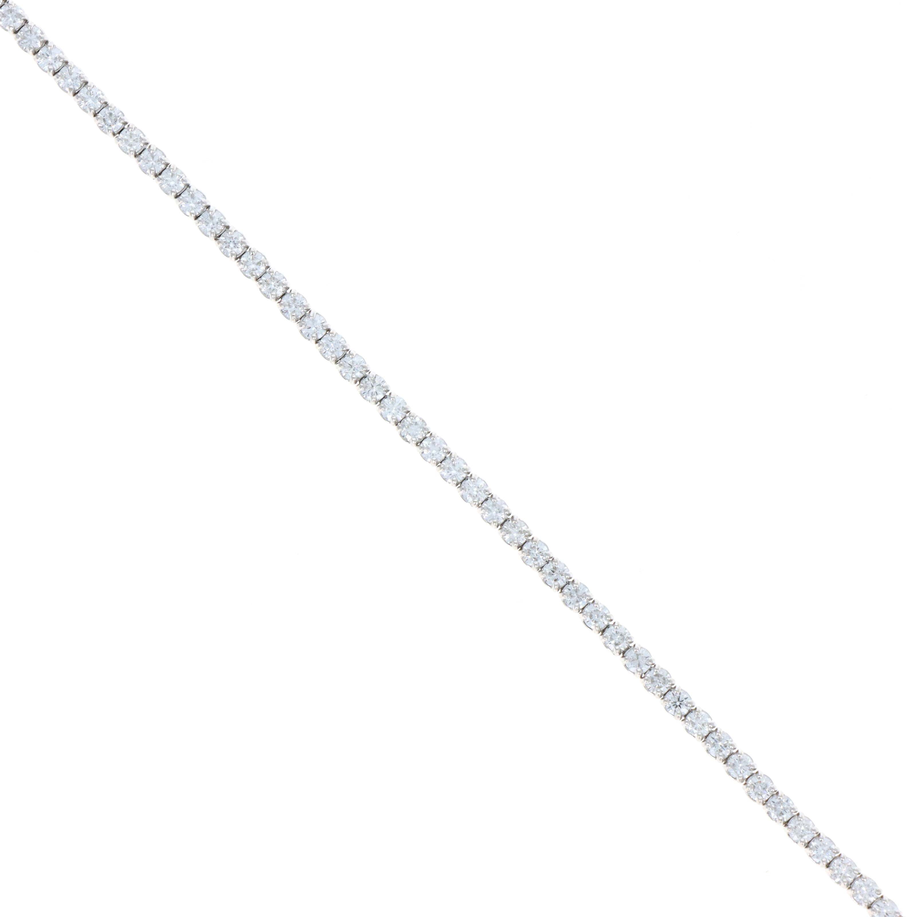 14K White Gold 3.85 Carat Round Diamond Tennis Bracelet - Queen May