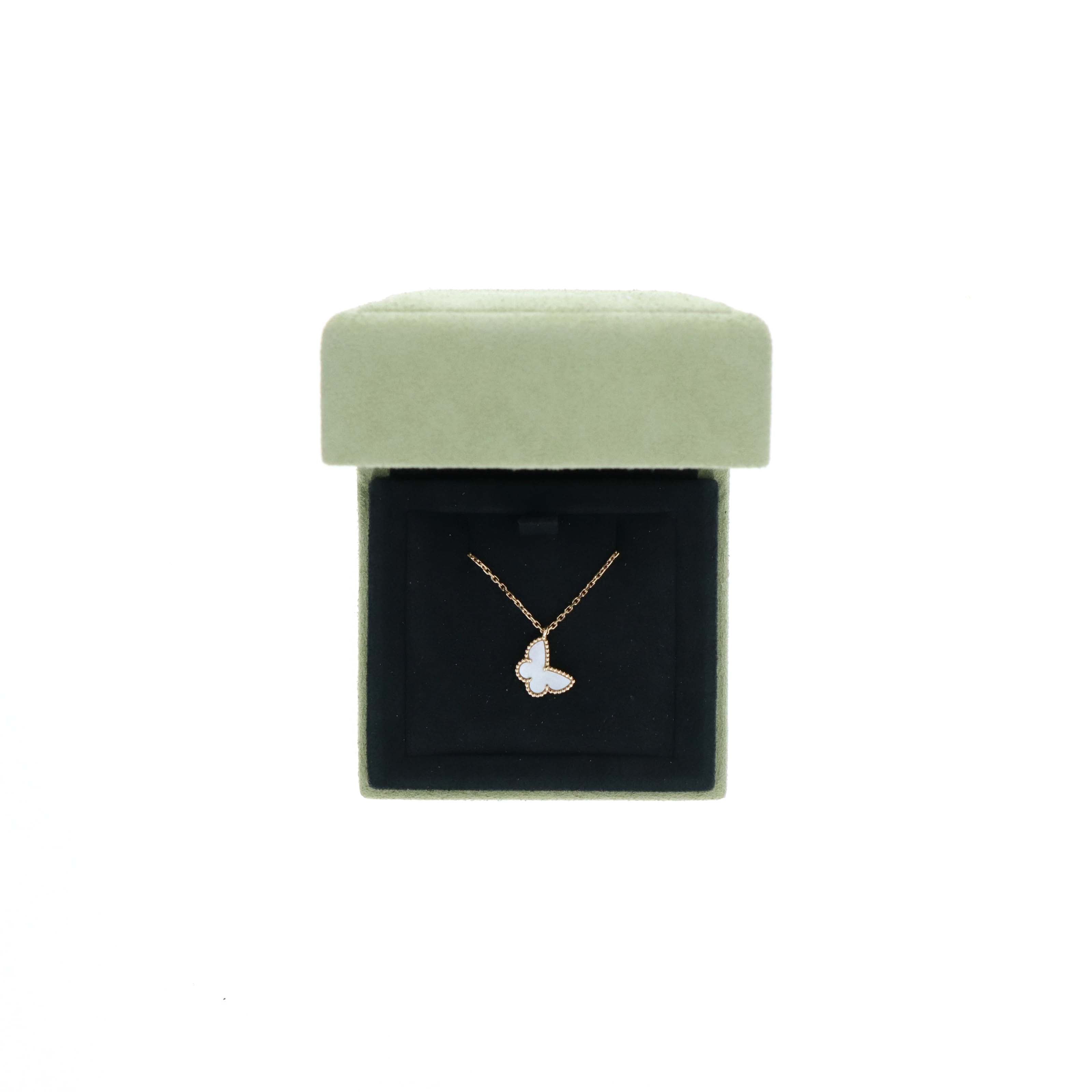 Van Cleef & Arpels Mother Of Pearl Sweet Butterfly Pendant Necklace
