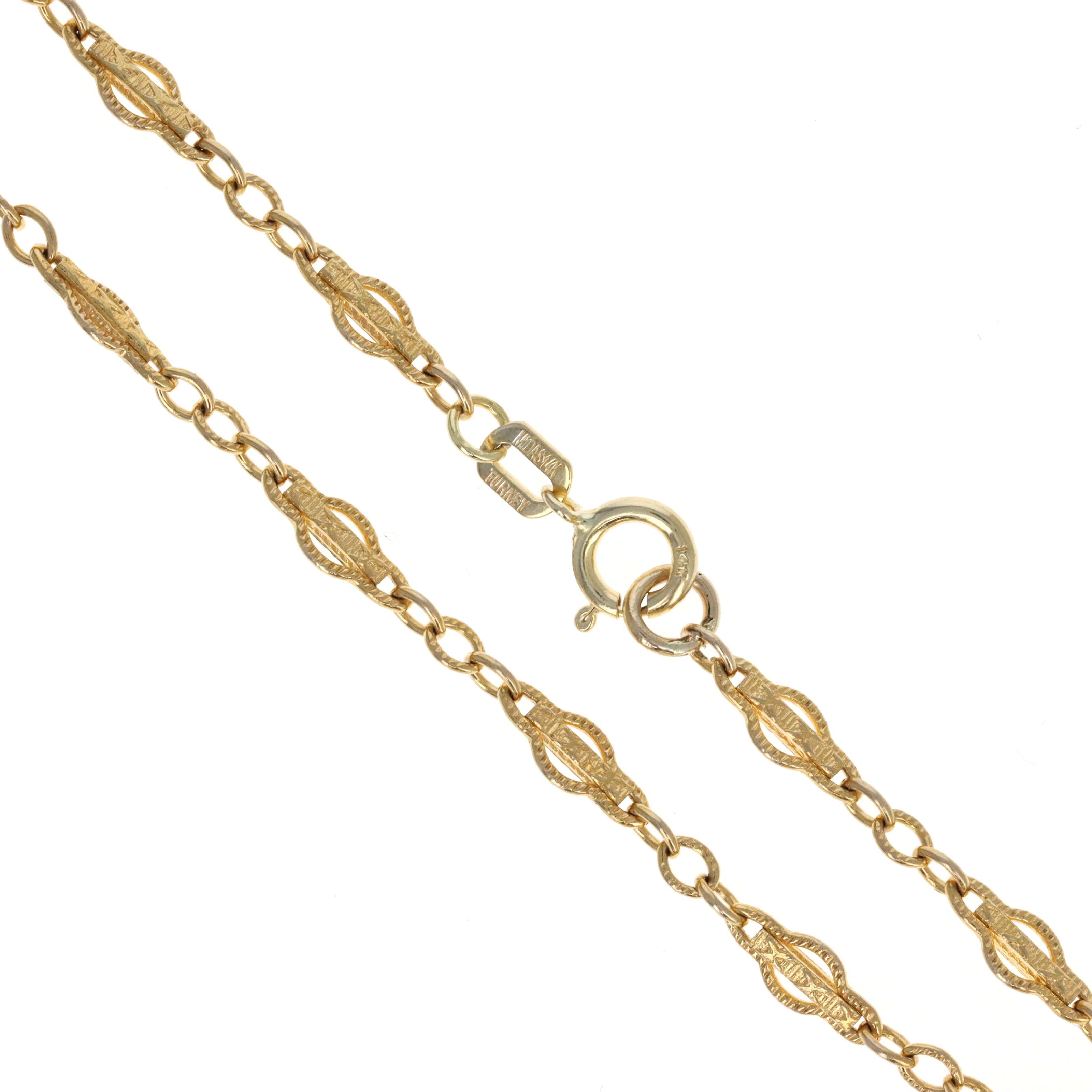 14K Yellow Gold 3mm Fancy Link Chain Bracelet