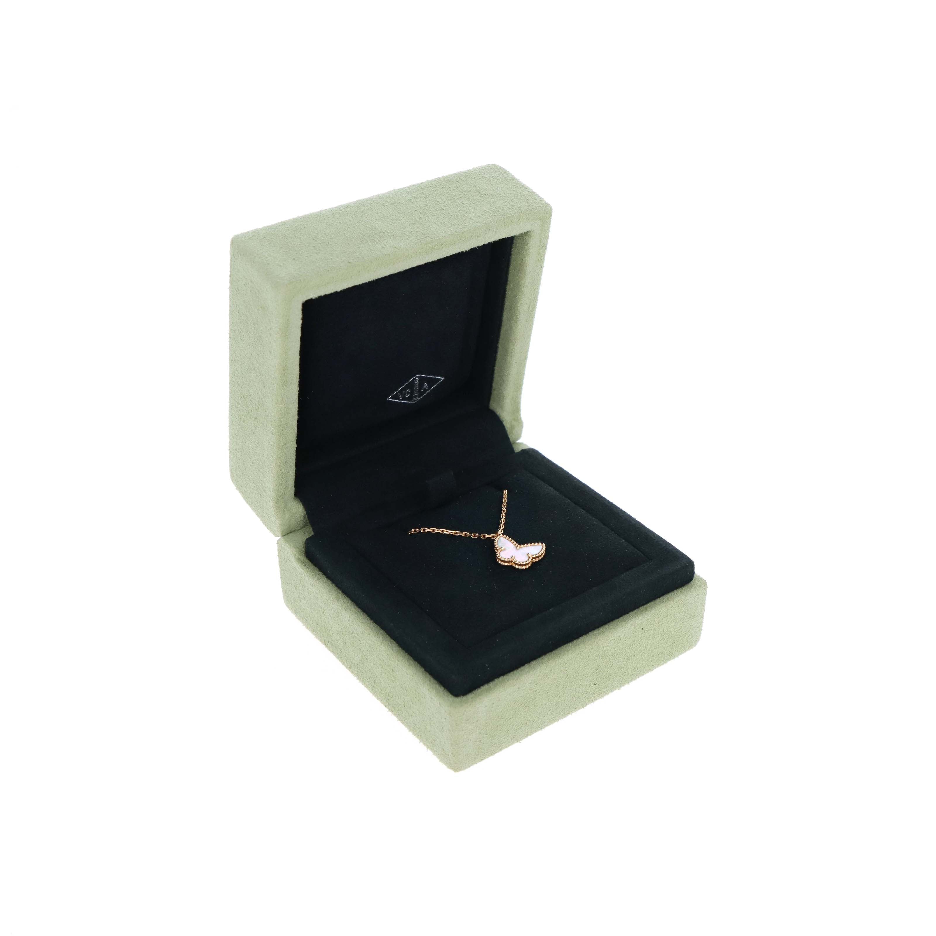 Van Cleef & Arpels Mother Of Pearl Sweet Butterfly Pendant Necklace