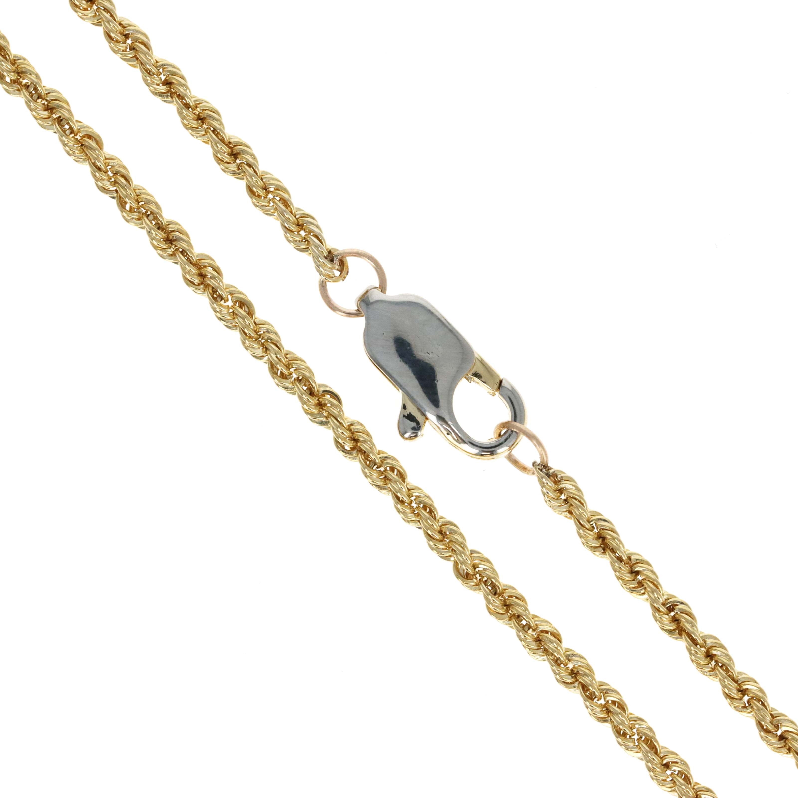 14K Yellow Gold 2mm Rope Chain Bracelet
