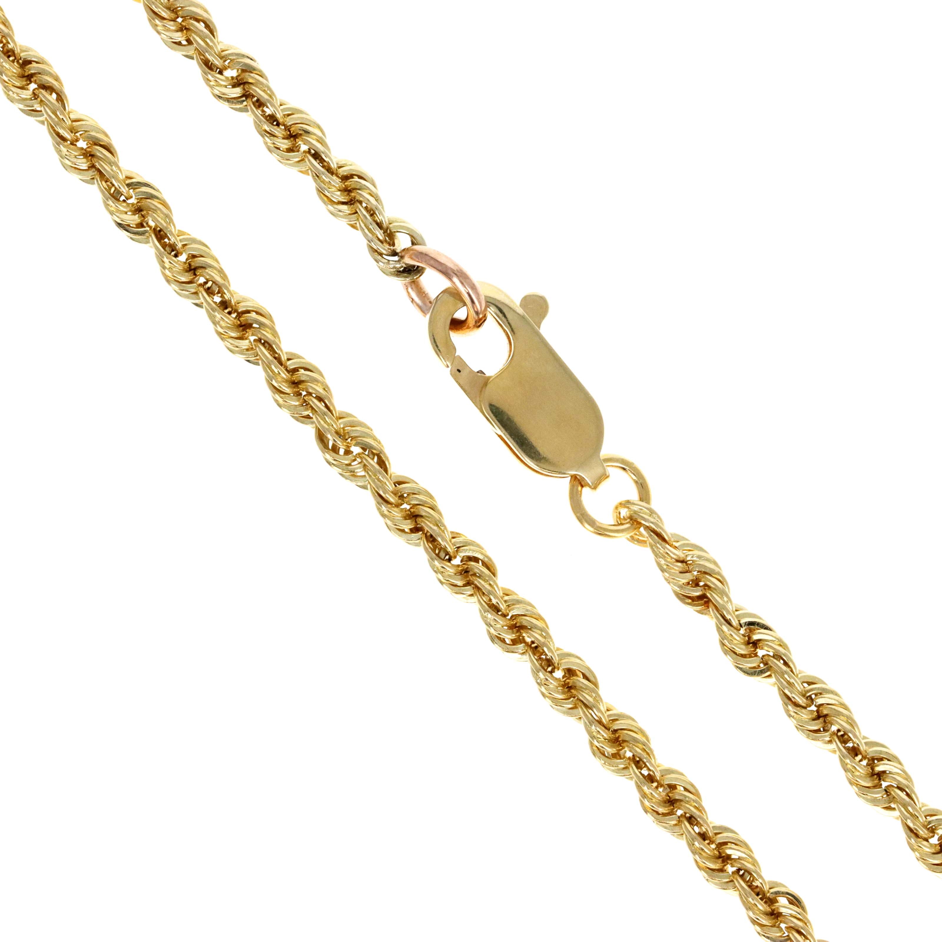 14K Yellow Gold 2.5mm Rope Chain Bracelet - Queen May