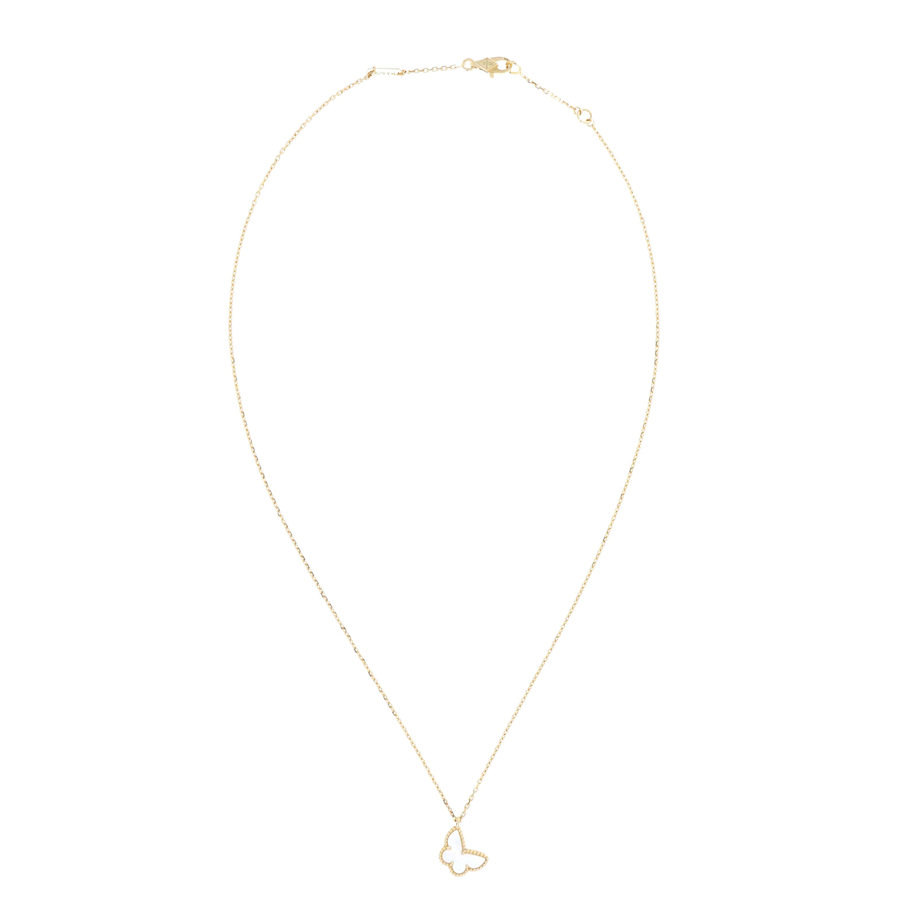 Van Cleef & Arpels Mother Of Pearl Sweet Butterfly Pendant Necklace