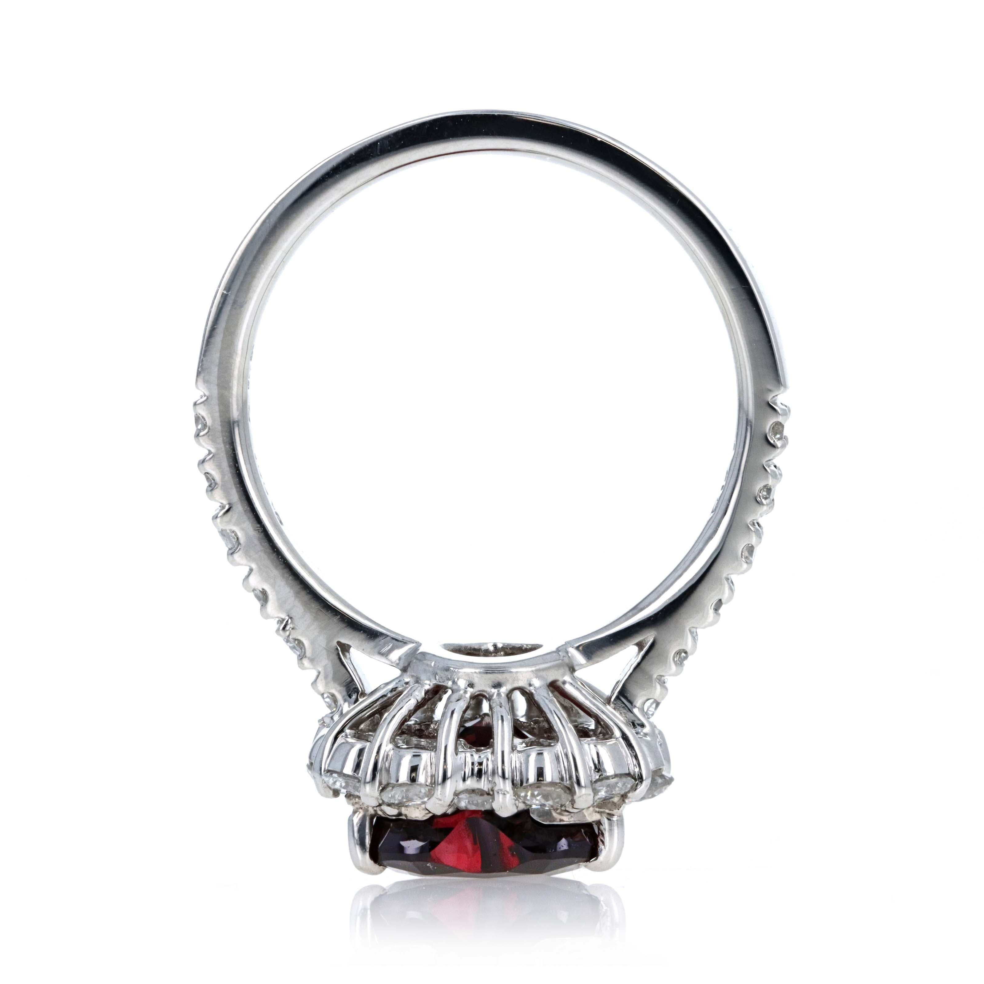 Platinum 2.06 Carat Heart Shape No Heat Burma Spinal Diamond Halo Ring