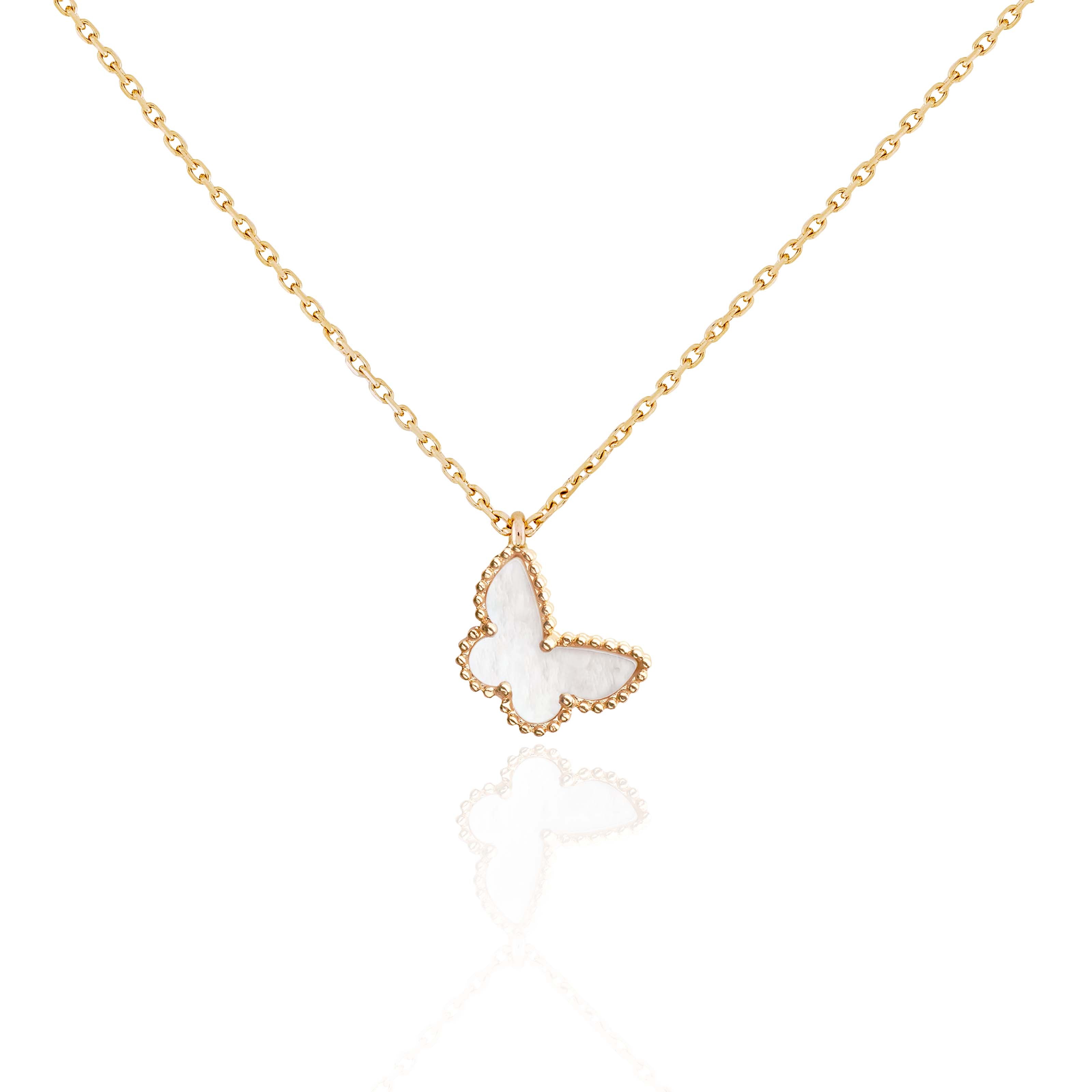 Van Cleef & Arpels Mother Of Pearl Sweet Butterfly Pendant Necklace