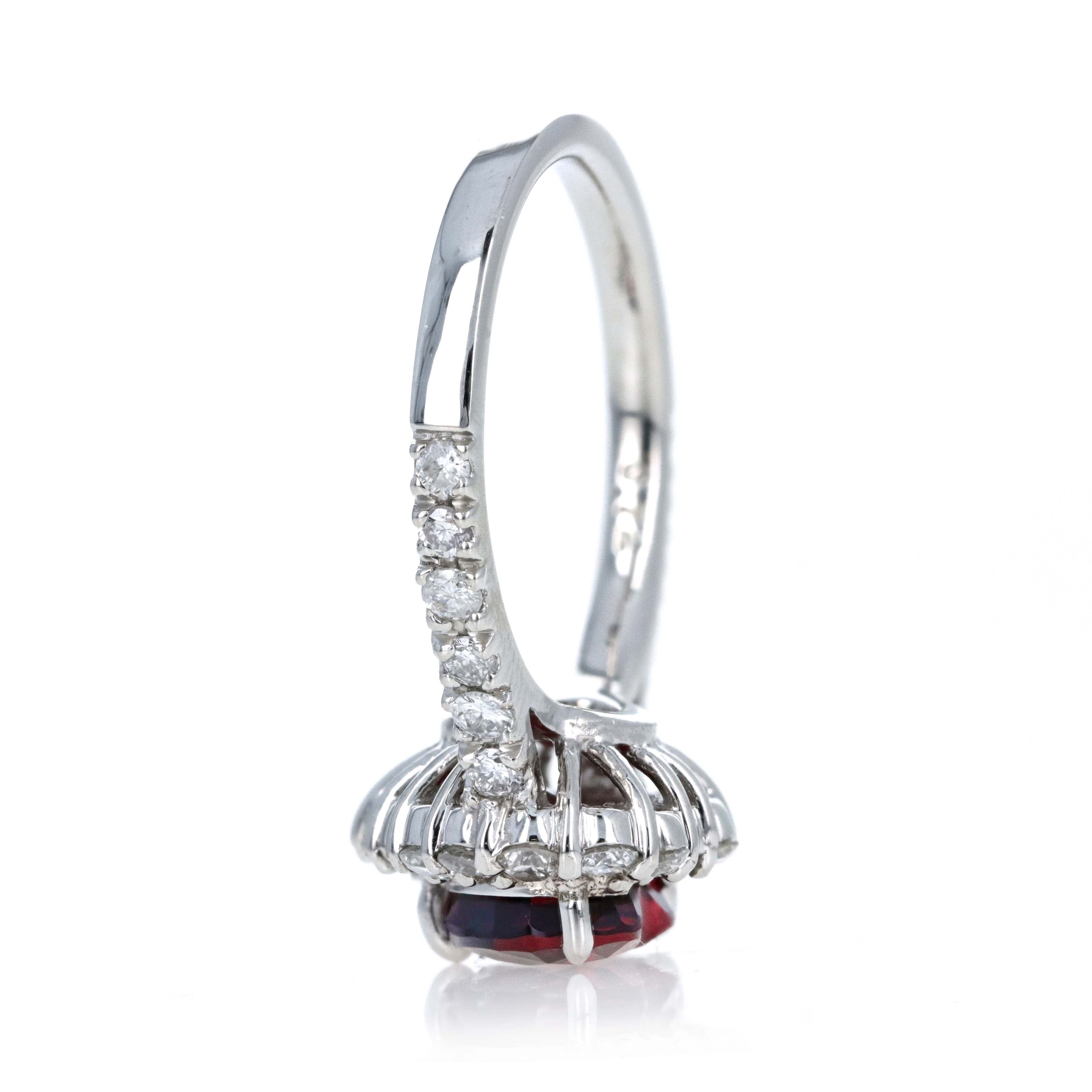 Platinum 2.06 Carat Heart Shape No Heat Burma Spinal Diamond Halo Ring